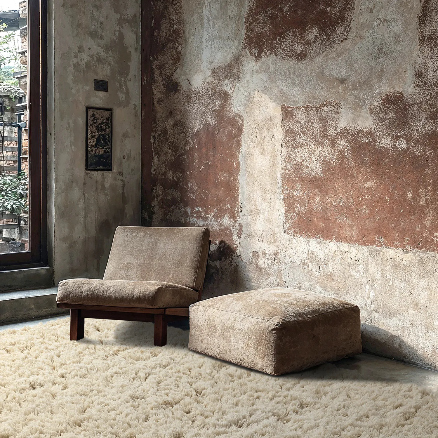 Alfombras de pelo largo - Fassale Hand Woven Wool Shaggy (crema)