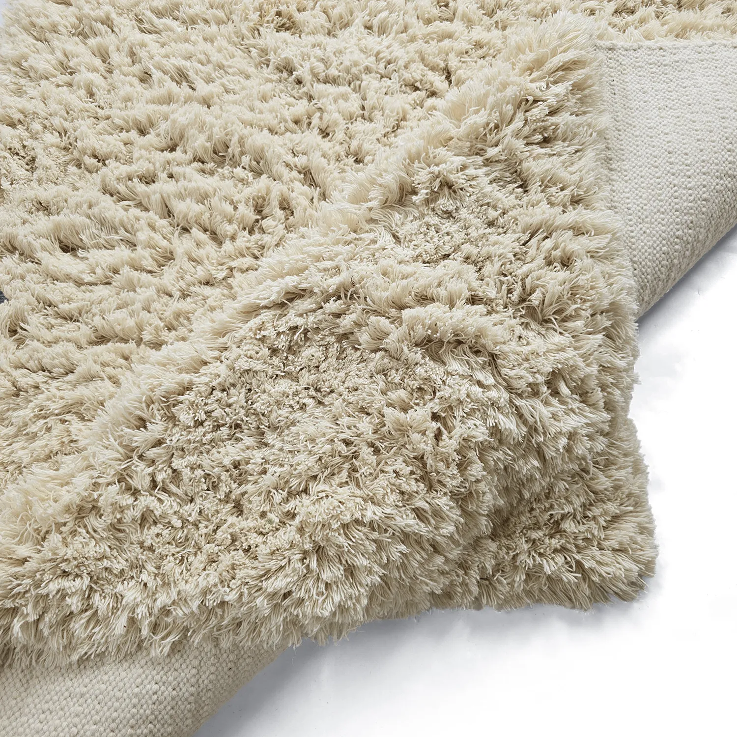 Alfombras de pelo largo - Fassale Hand Woven Wool Shaggy (crema)