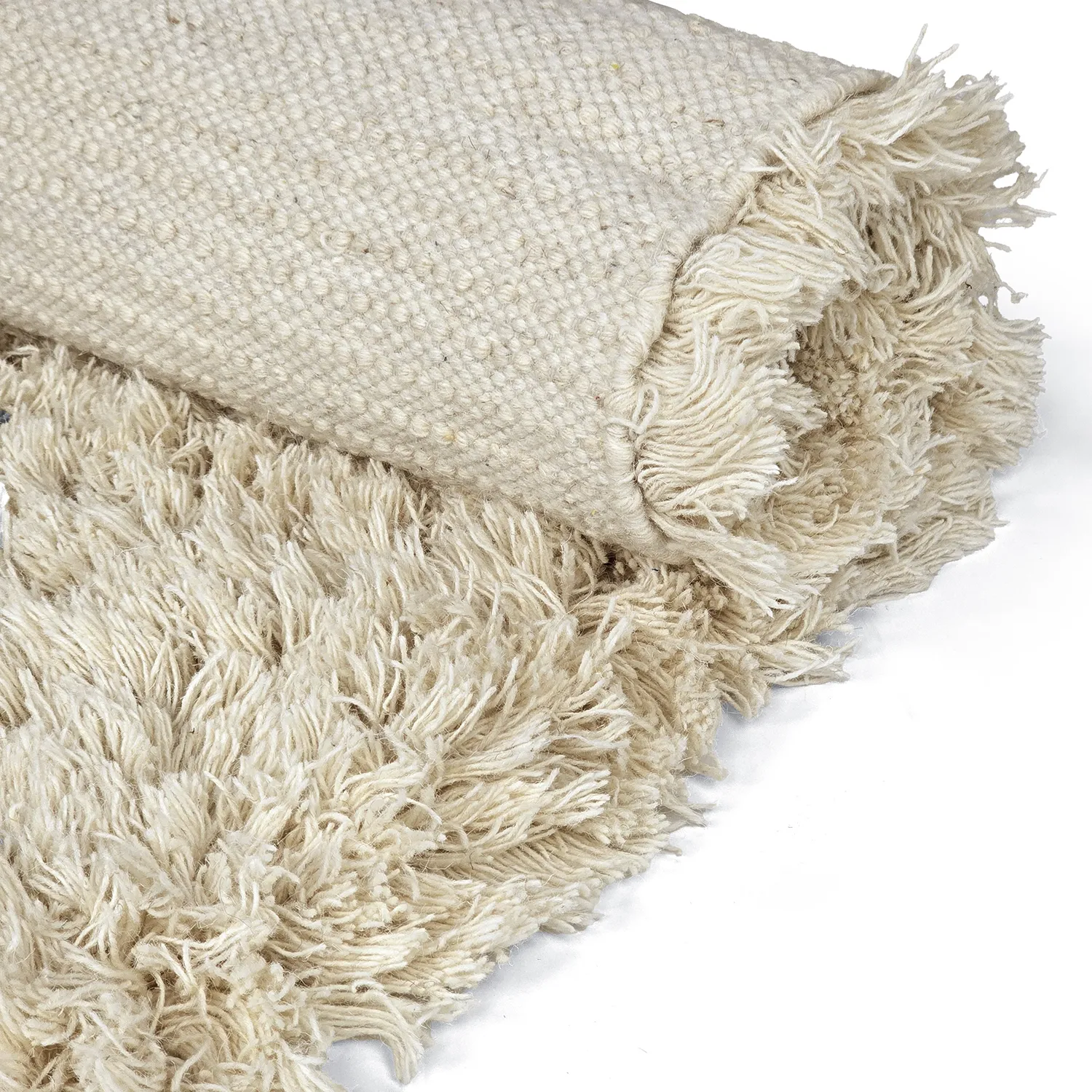 Alfombras de pelo largo - Fassale Hand Woven Wool Shaggy (crema)