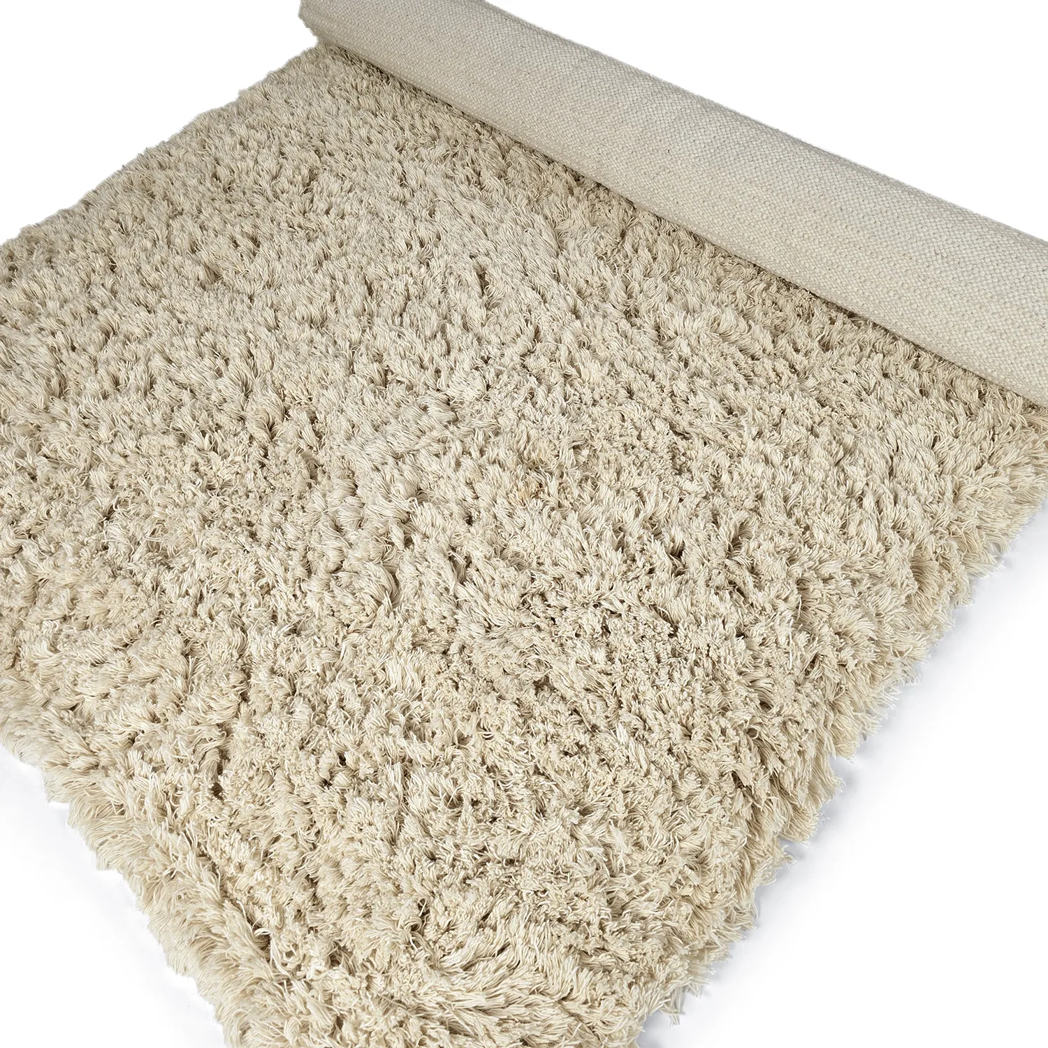 Alfombras de pelo largo - Fassale Hand Woven Wool Shaggy (crema)