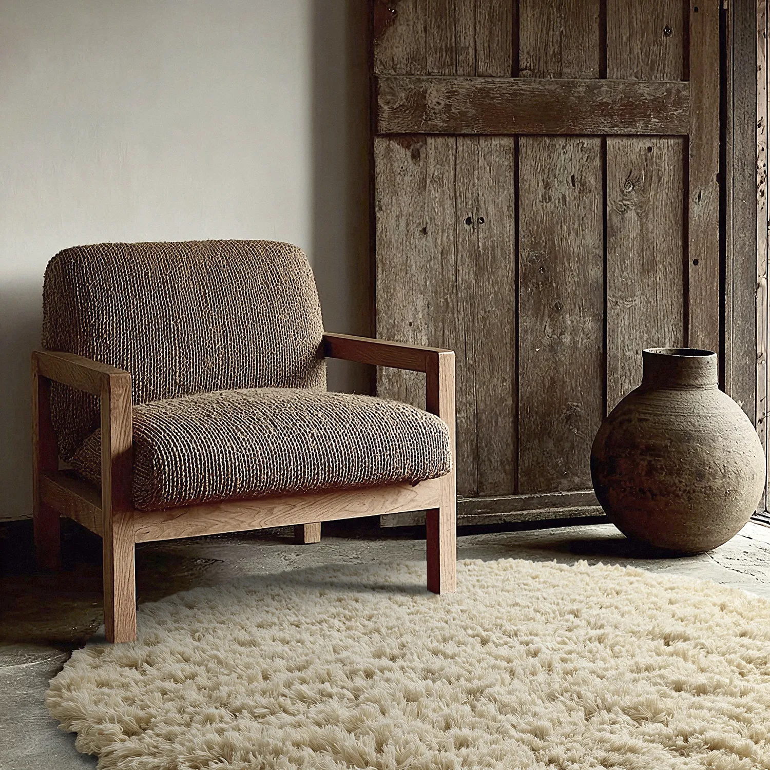 Alfombras redondeadas - Fassale Hand Woven Wool Shaggy (crema)