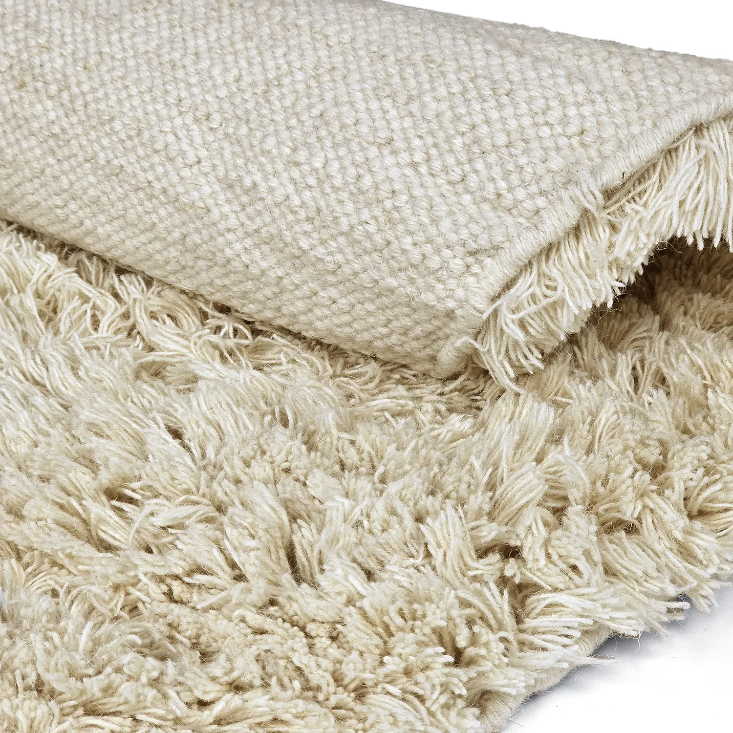 Alfombras redondeadas - Fassale Hand Woven Wool Shaggy (crema)