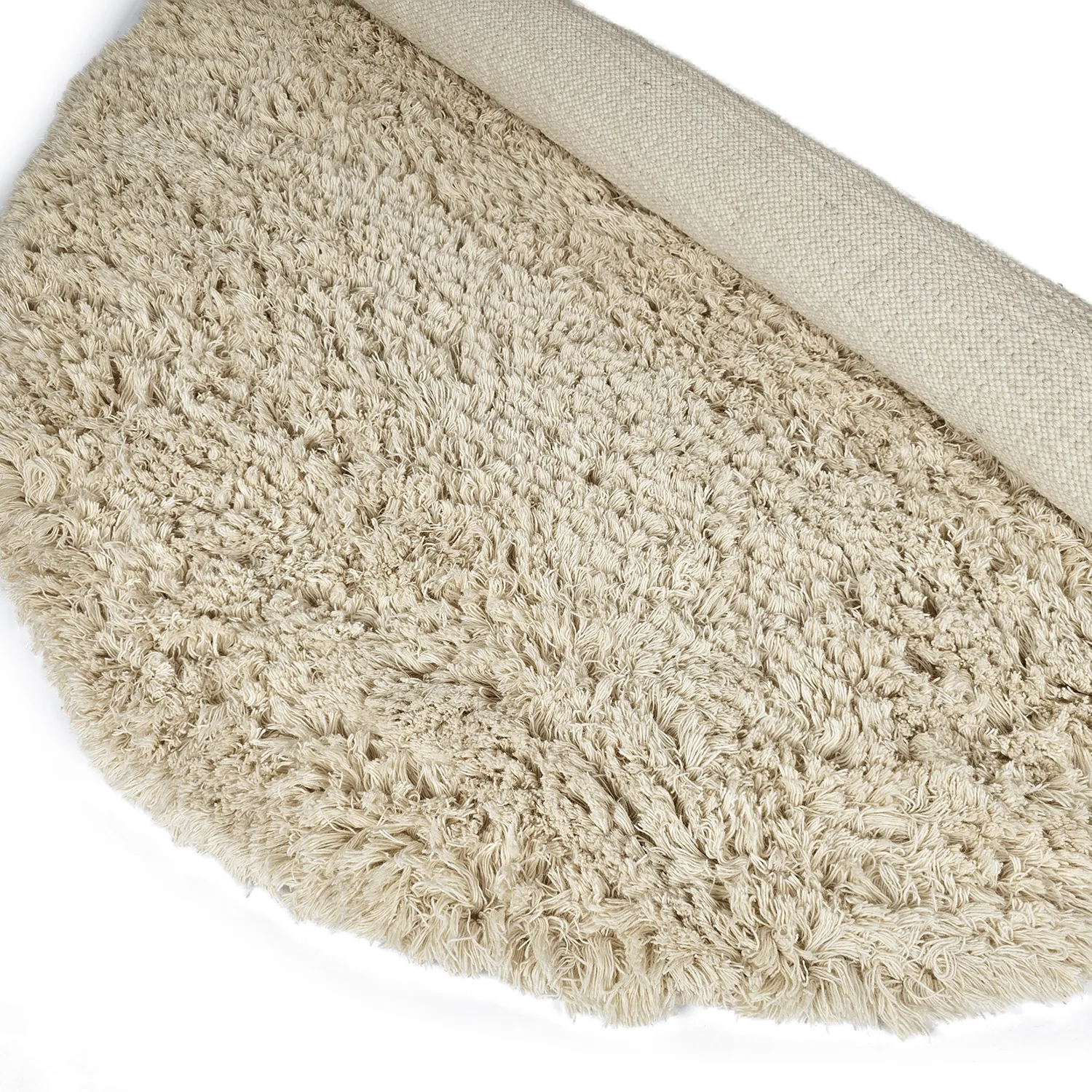 Alfombras redondeadas - Fassale Hand Woven Wool Shaggy (crema)