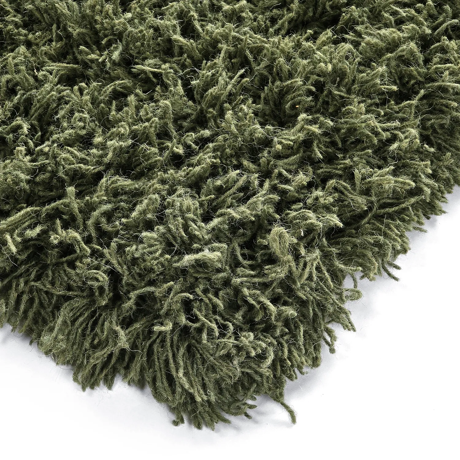 Alfombras de pelo largo - Fassale Hand Woven Wool Shaggy (verde musgo)