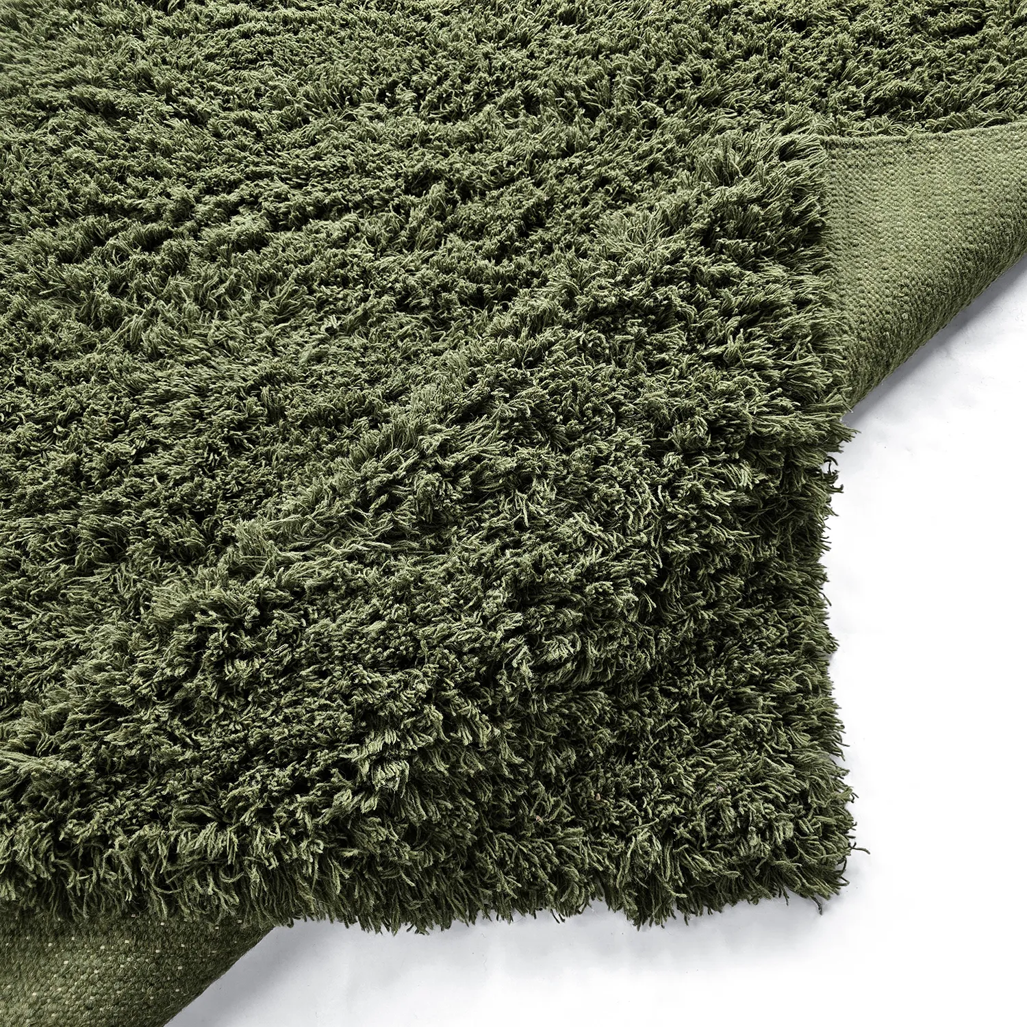 Alfombras de pelo largo - Fassale Hand Woven Wool Shaggy (verde musgo)