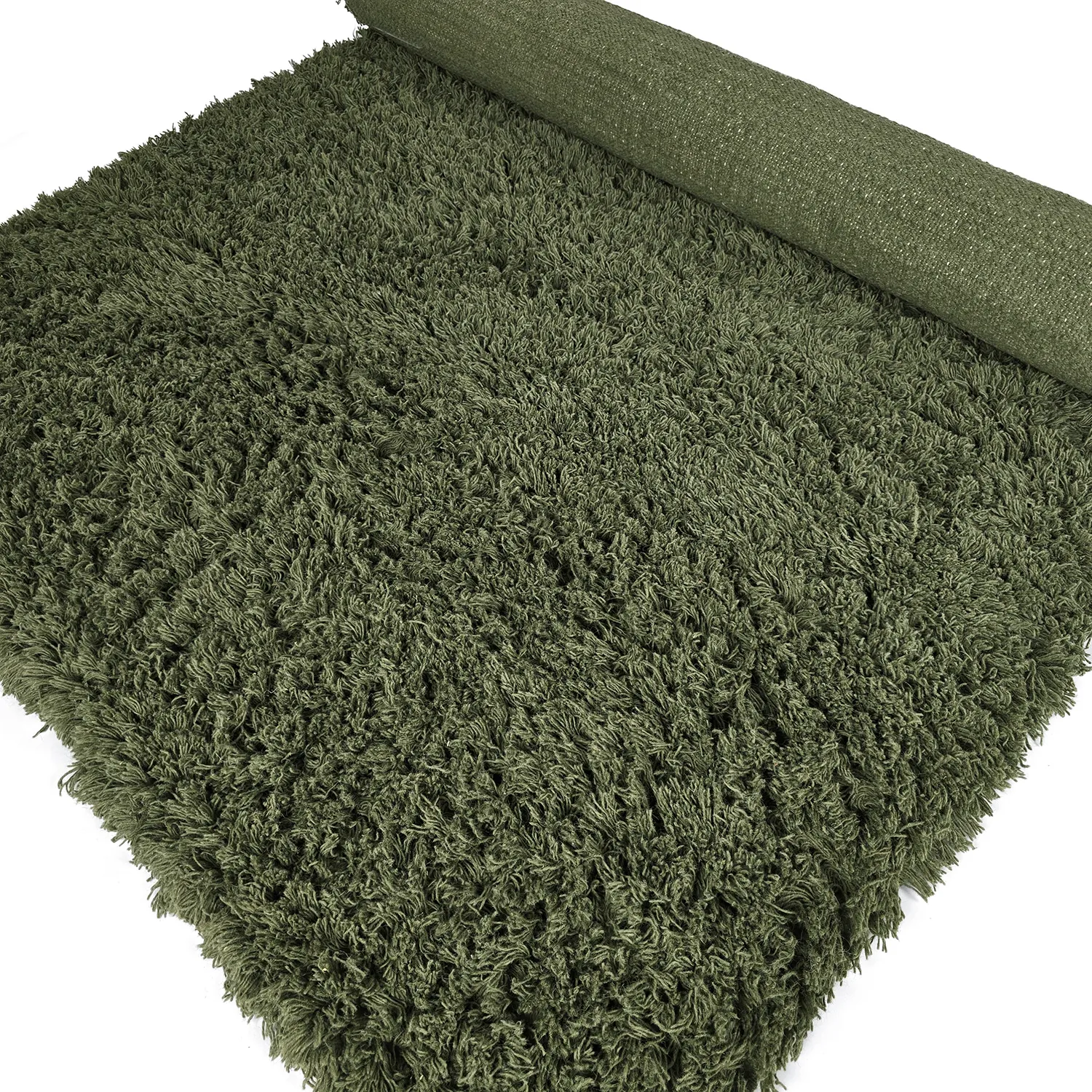 Alfombras de pelo largo - Fassale Hand Woven Wool Shaggy (verde musgo)