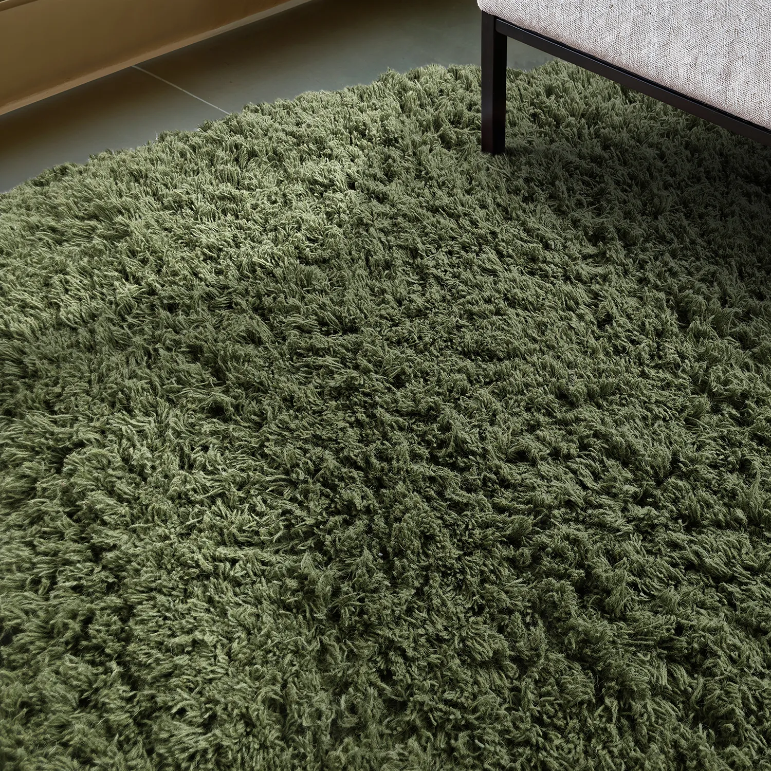 Alfombras redondeadas - Fassale Hand Woven Wool Shaggy (verde musgo)