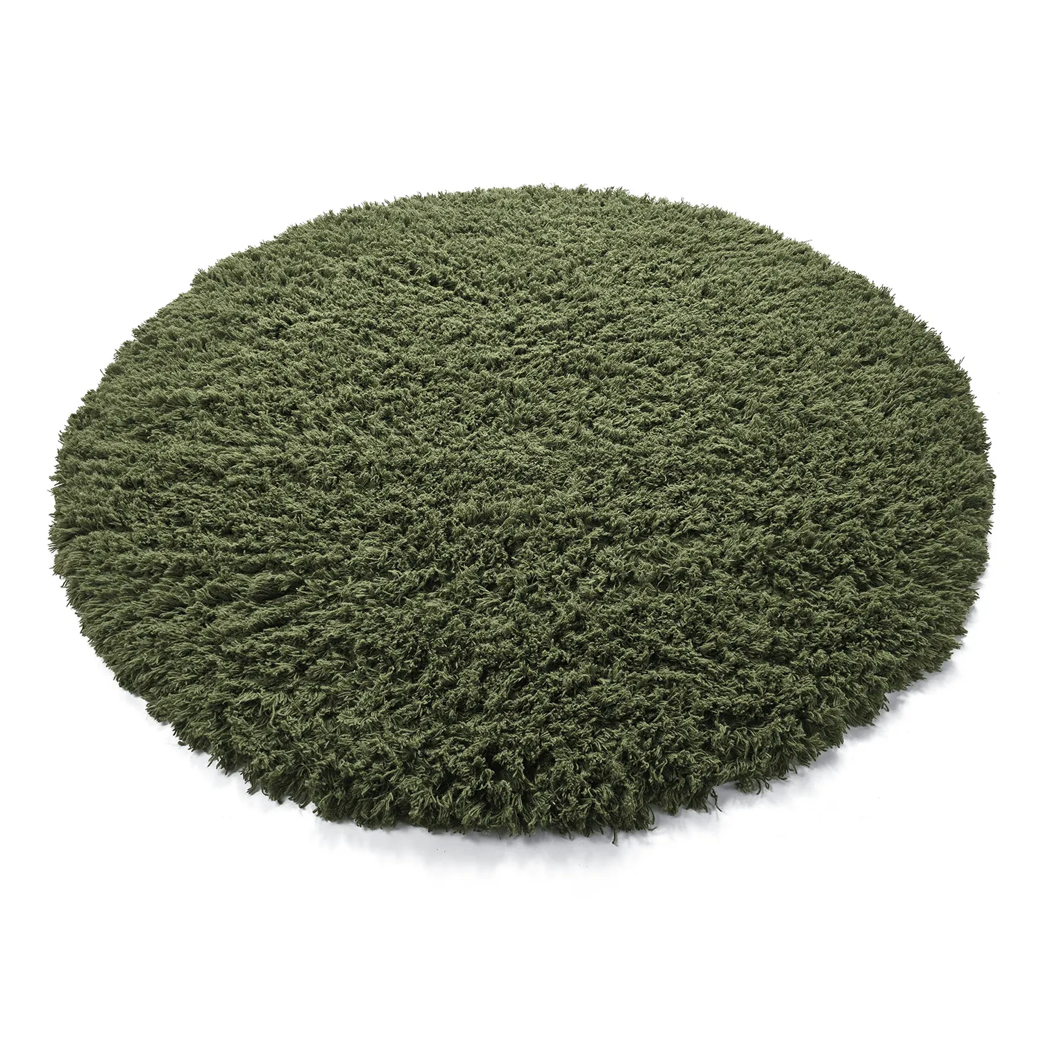 Alfombras redondeadas - Fassale Hand Woven Wool Shaggy (verde musgo)