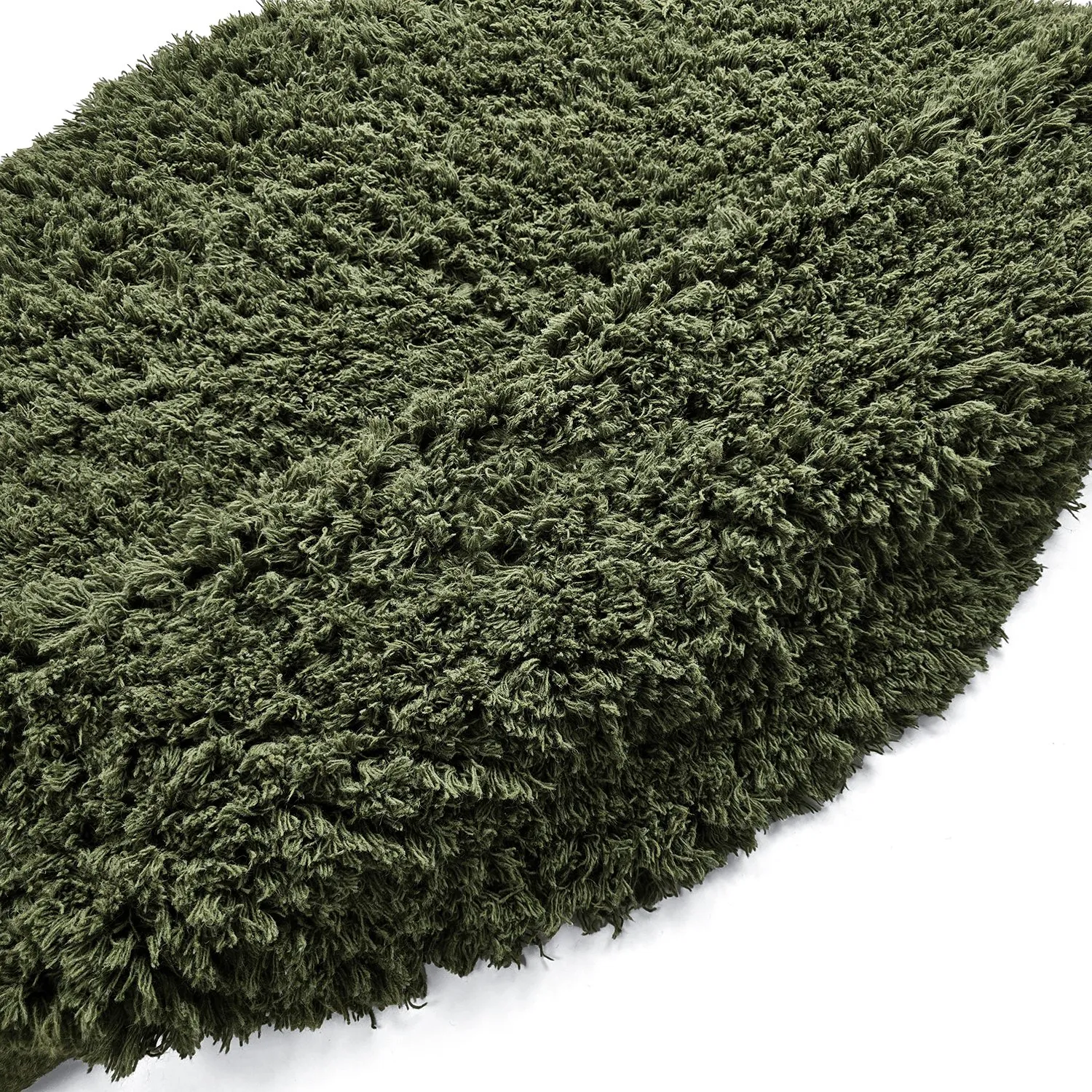 Alfombras redondeadas - Fassale Hand Woven Wool Shaggy (verde musgo)