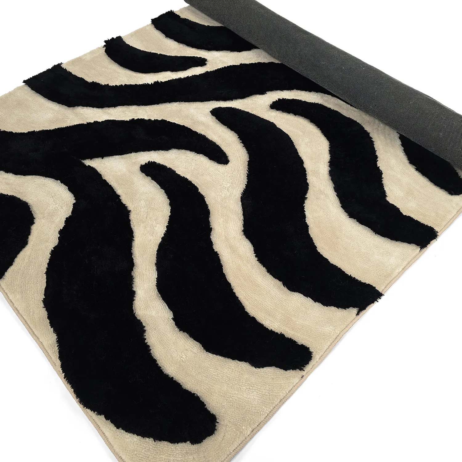 Alfombras de pelo largo - Fergana (crema/negro)