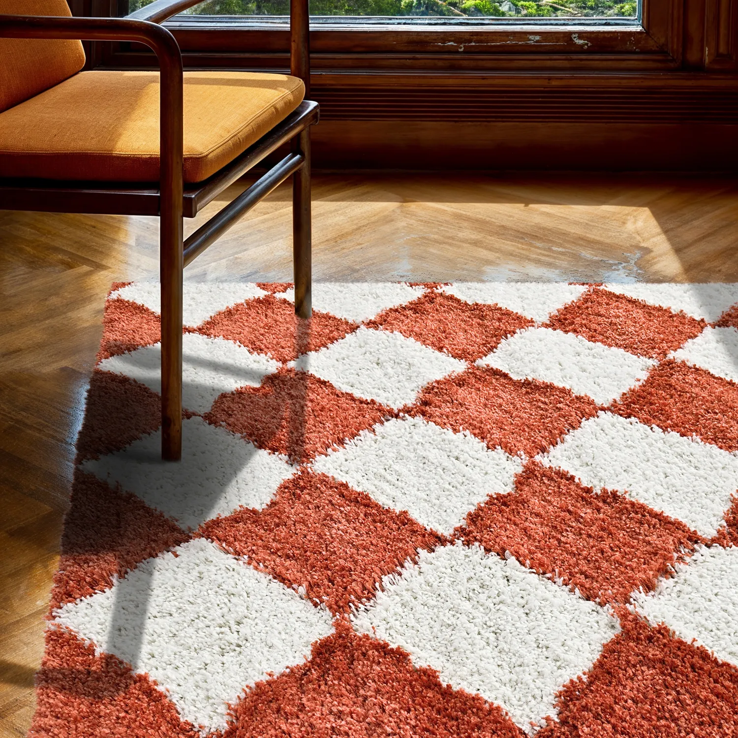 Alfombras de pelo largo - Albi (blanco/naranja)