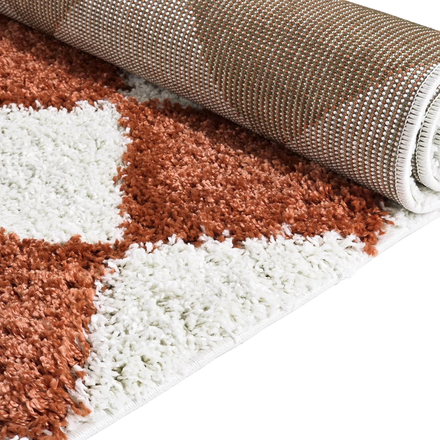 Alfombras de pelo largo - Albi (blanco/naranja)