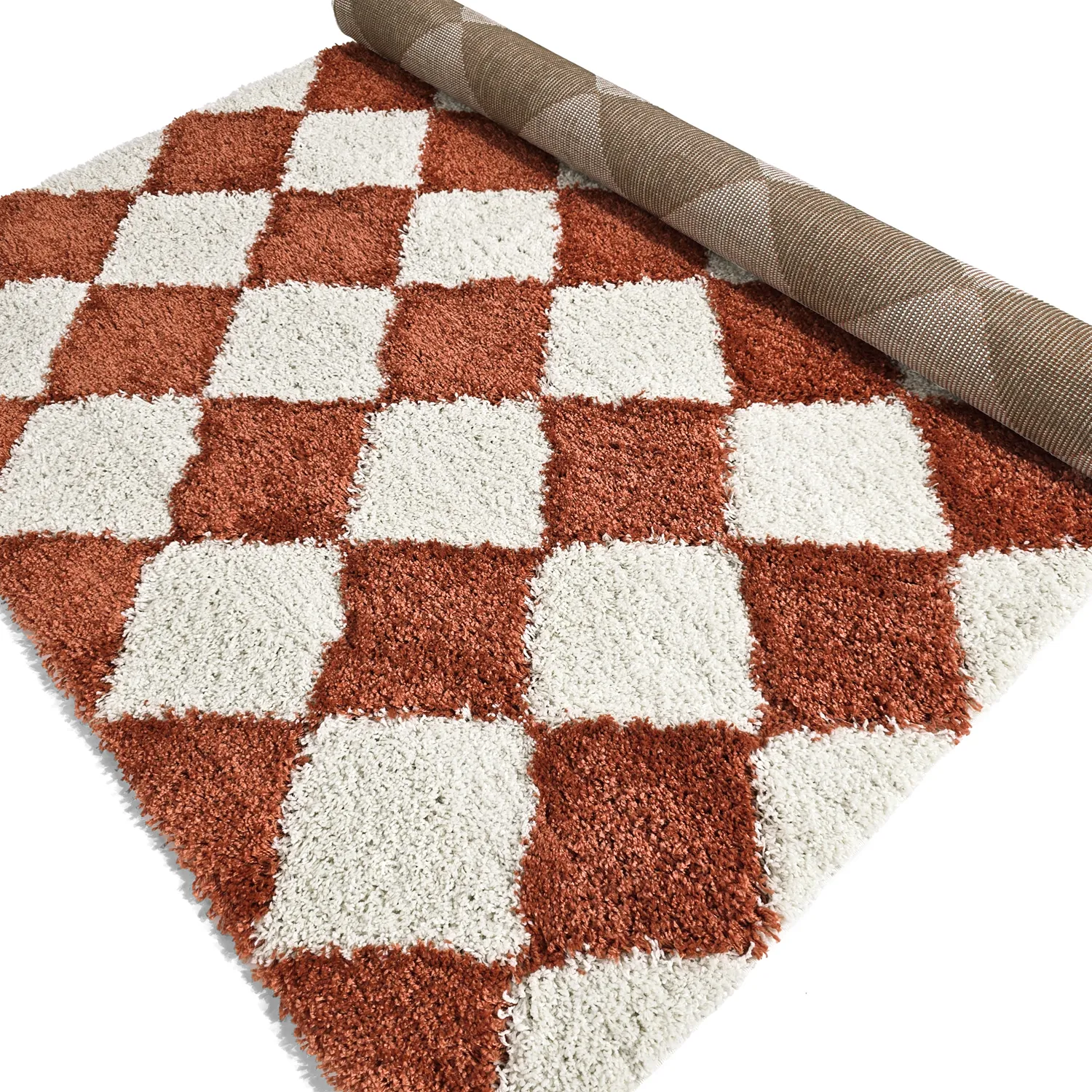 Alfombras de pelo largo - Albi (blanco/naranja)