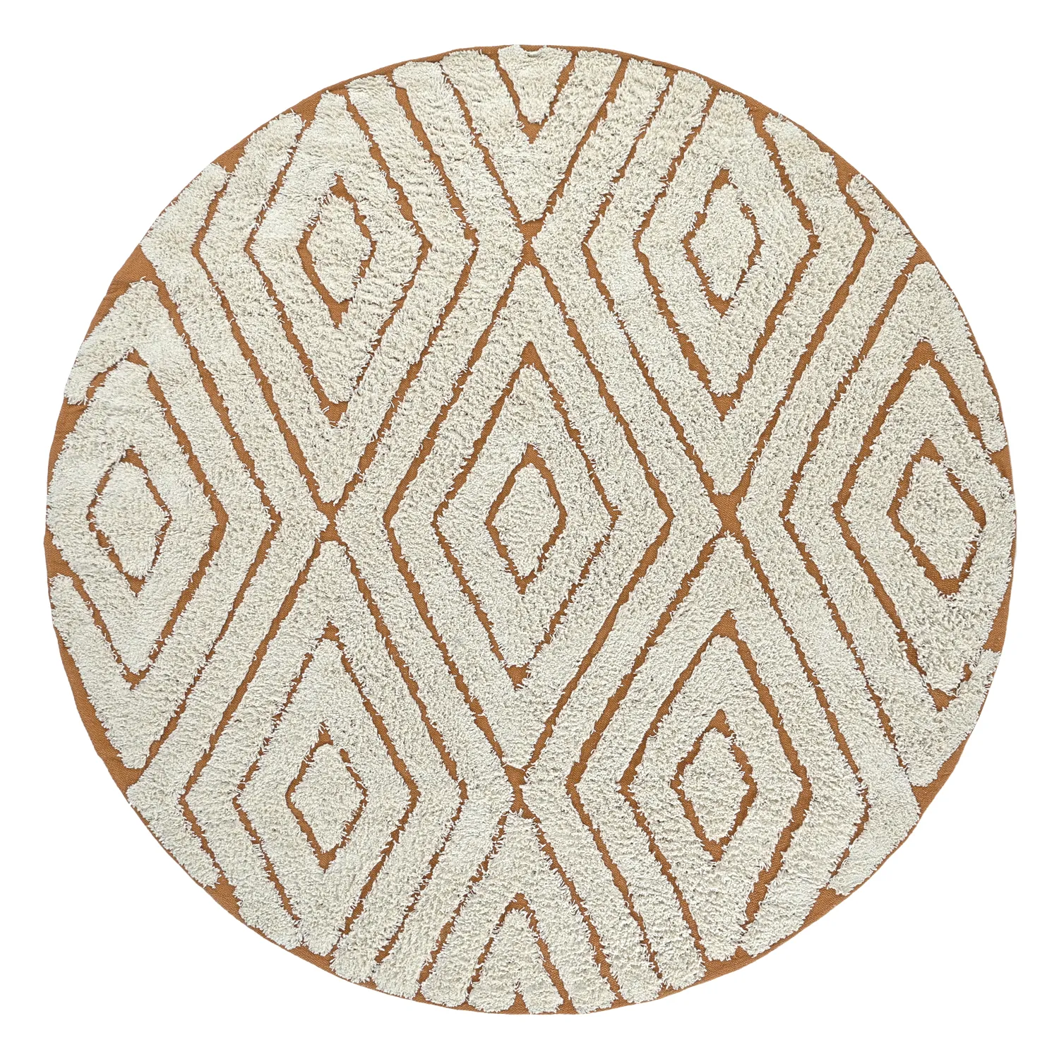 Alfombras redondeadas - Holwell Natural Cotton Shaggy (blanco roto/marrón)