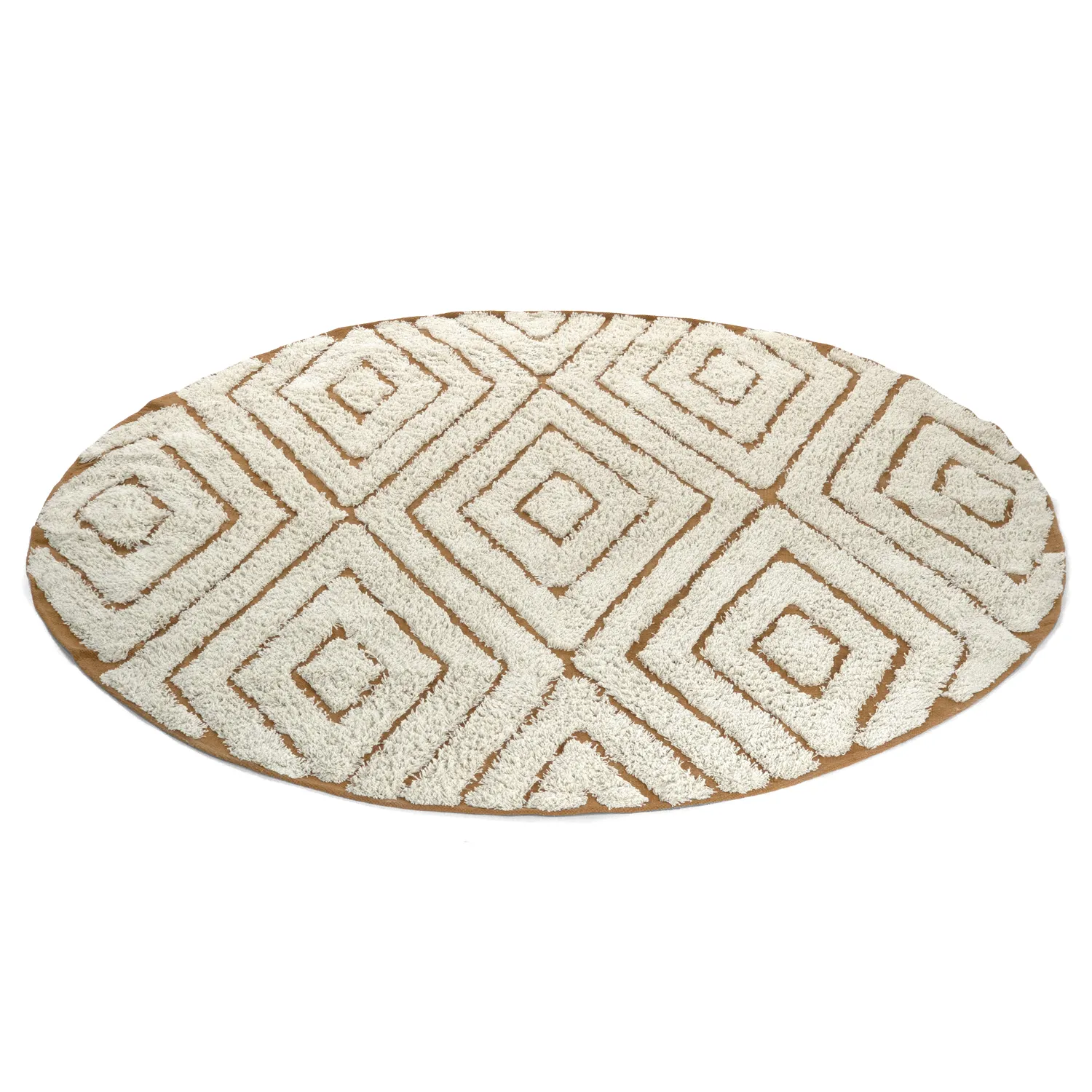 Alfombras redondeadas - Holwell Natural Cotton Shaggy (blanco roto/marrón)