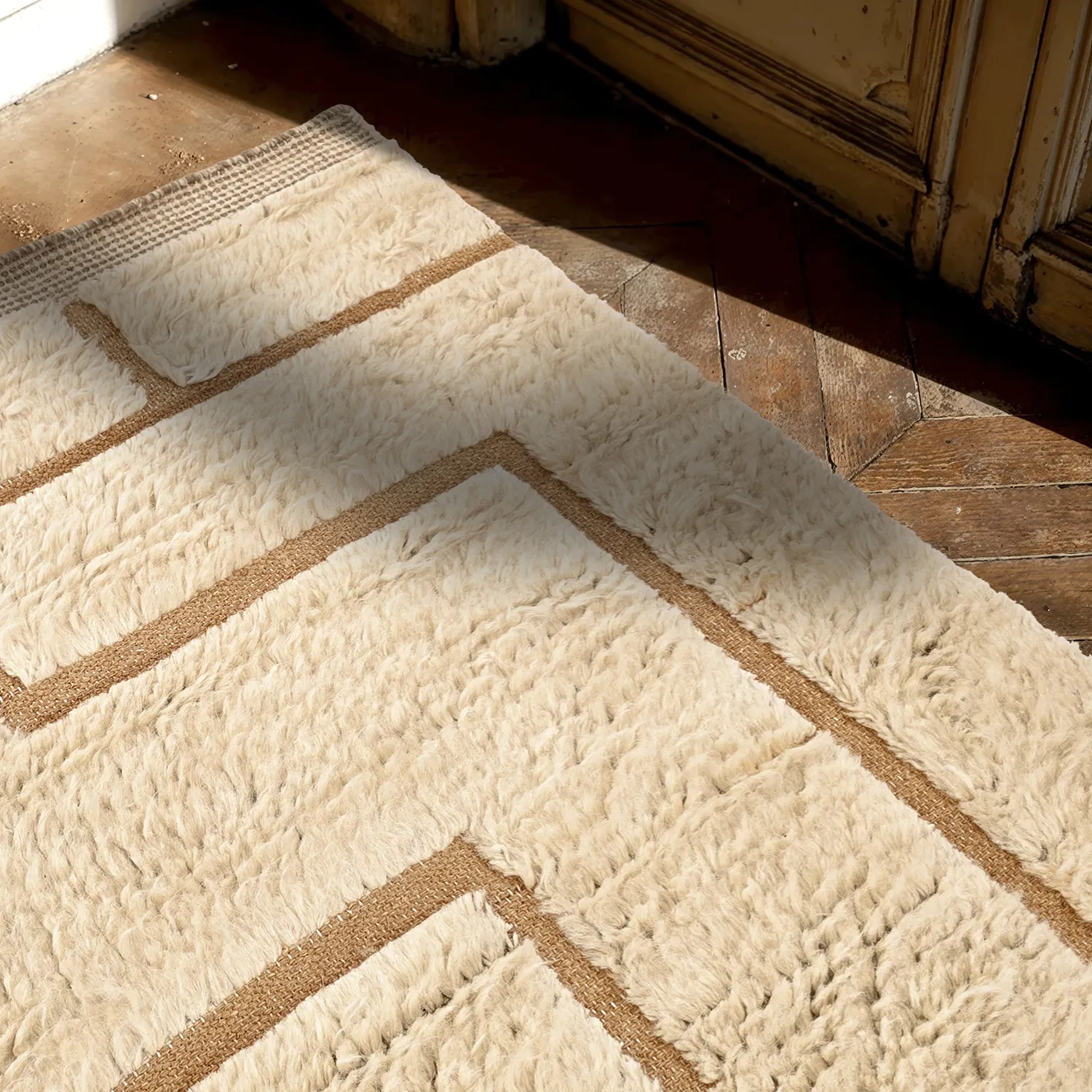 Alfombras de pelo largo - Kiberg Hand Woven Wool Shaggy (crema)