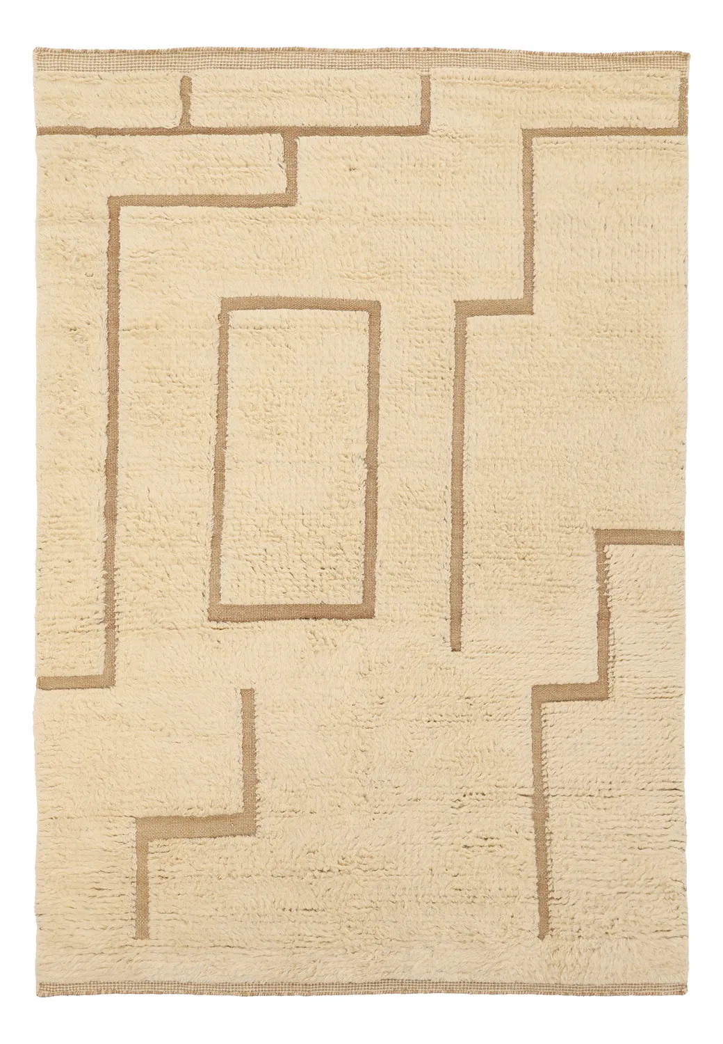 Alfombras de pelo largo - Kiberg Hand Woven Wool Shaggy (crema)
