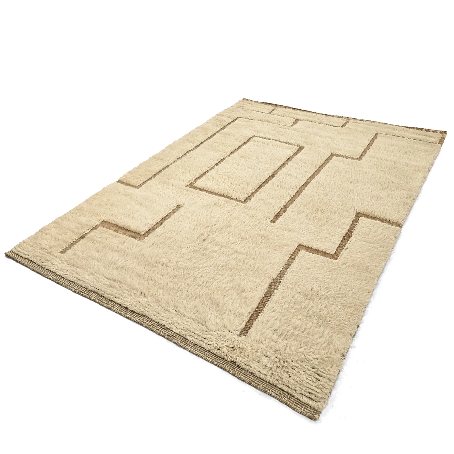 Alfombras de pelo largo - Kiberg Hand Woven Wool Shaggy (crema)