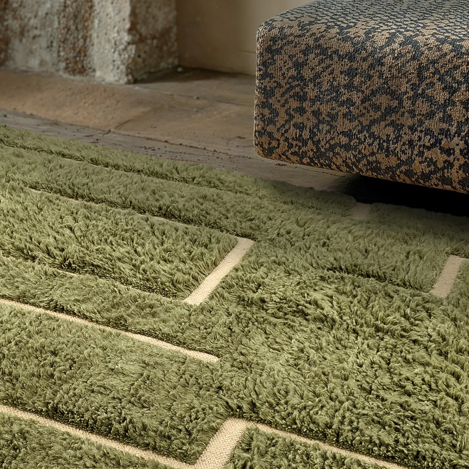 Alfombras de pelo largo - Kiberg Hand Woven Wool Shaggy (verde)