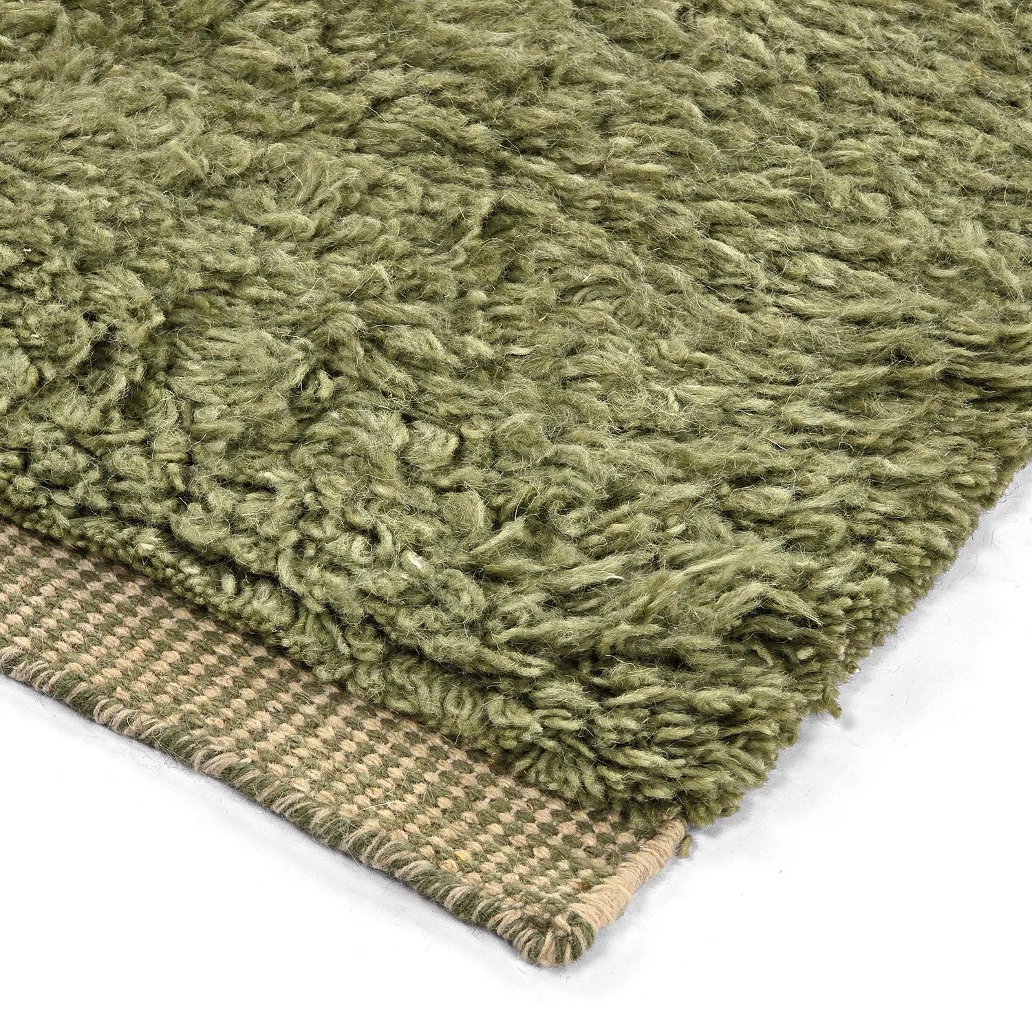 Alfombras de pelo largo - Kiberg Hand Woven Wool Shaggy (verde)