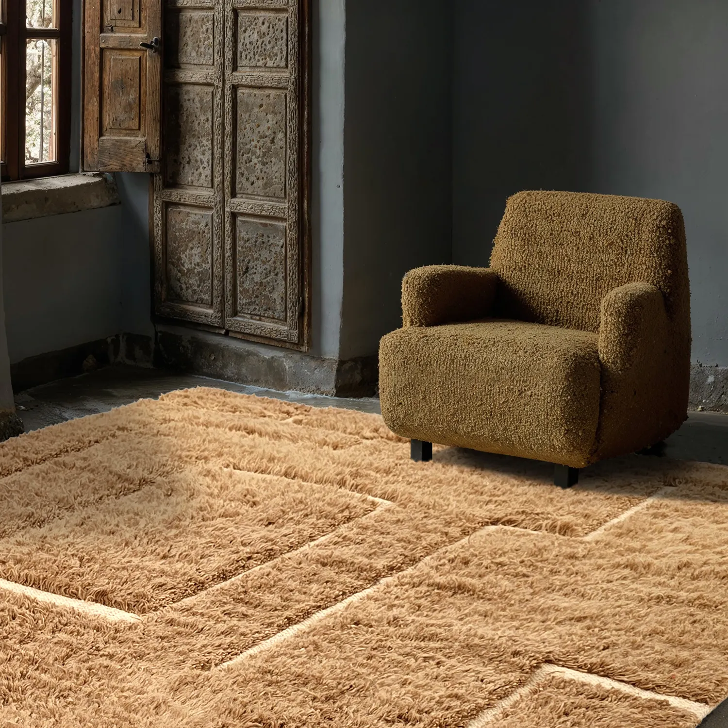 Alfombras de pelo largo - Kiberg Hand Woven Wool Shaggy (beige)