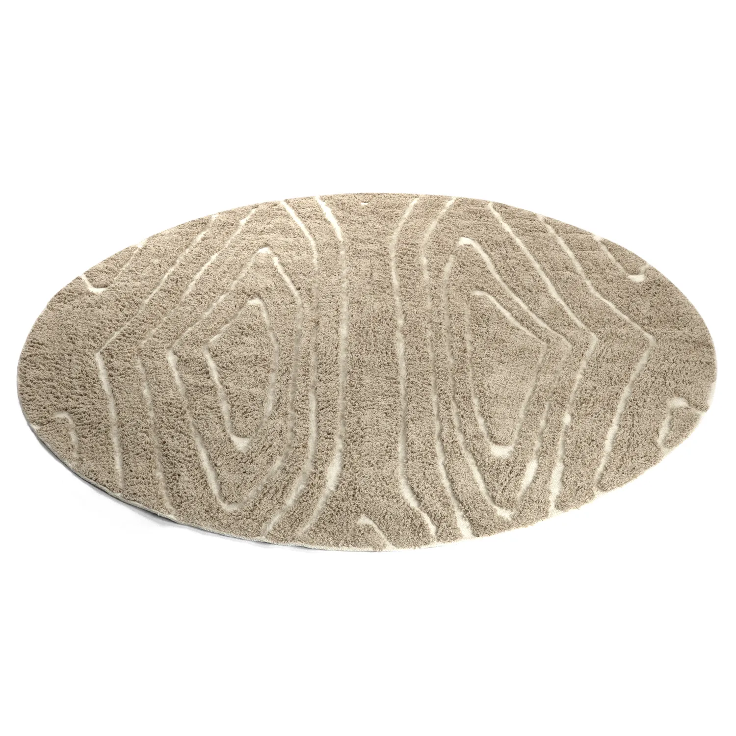 Alfombras redondeadas - Kindon Natural Cotton Shaggy (beige/blanco)
