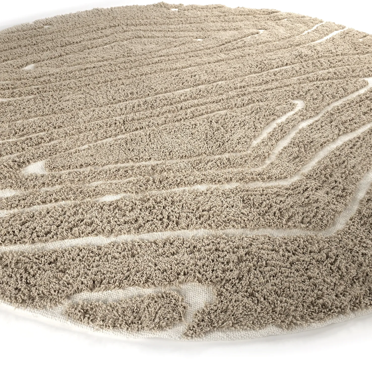 Alfombras redondeadas - Kindon Natural Cotton Shaggy (beige/blanco)