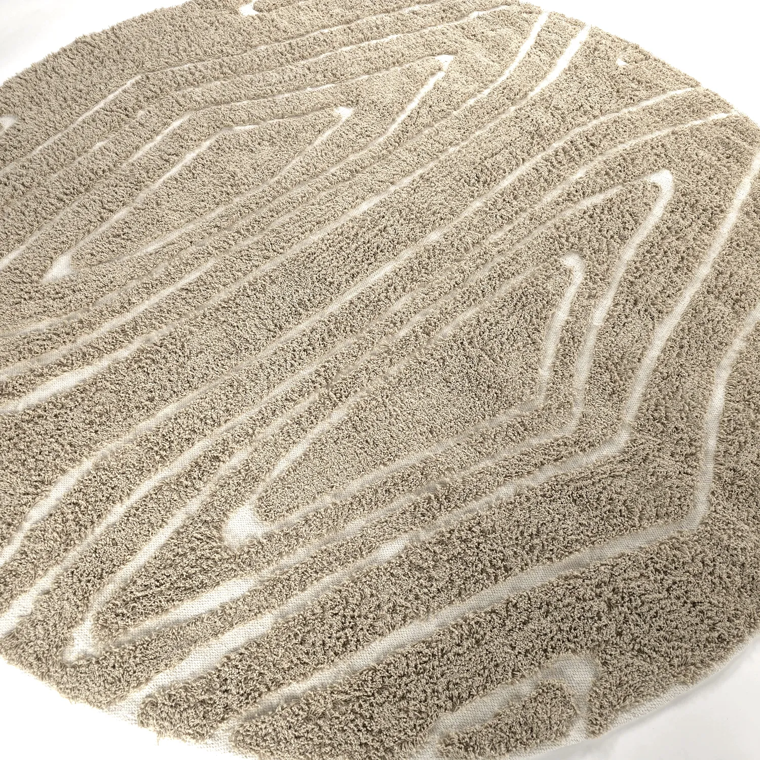 Alfombras redondeadas - Kindon Natural Cotton Shaggy (beige/blanco)