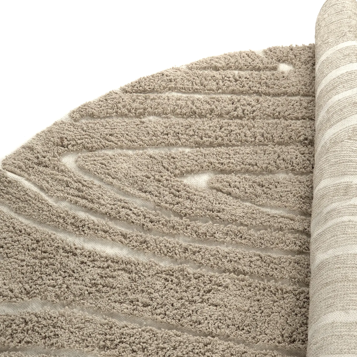 Alfombras redondeadas - Kindon Natural Cotton Shaggy (beige/blanco)