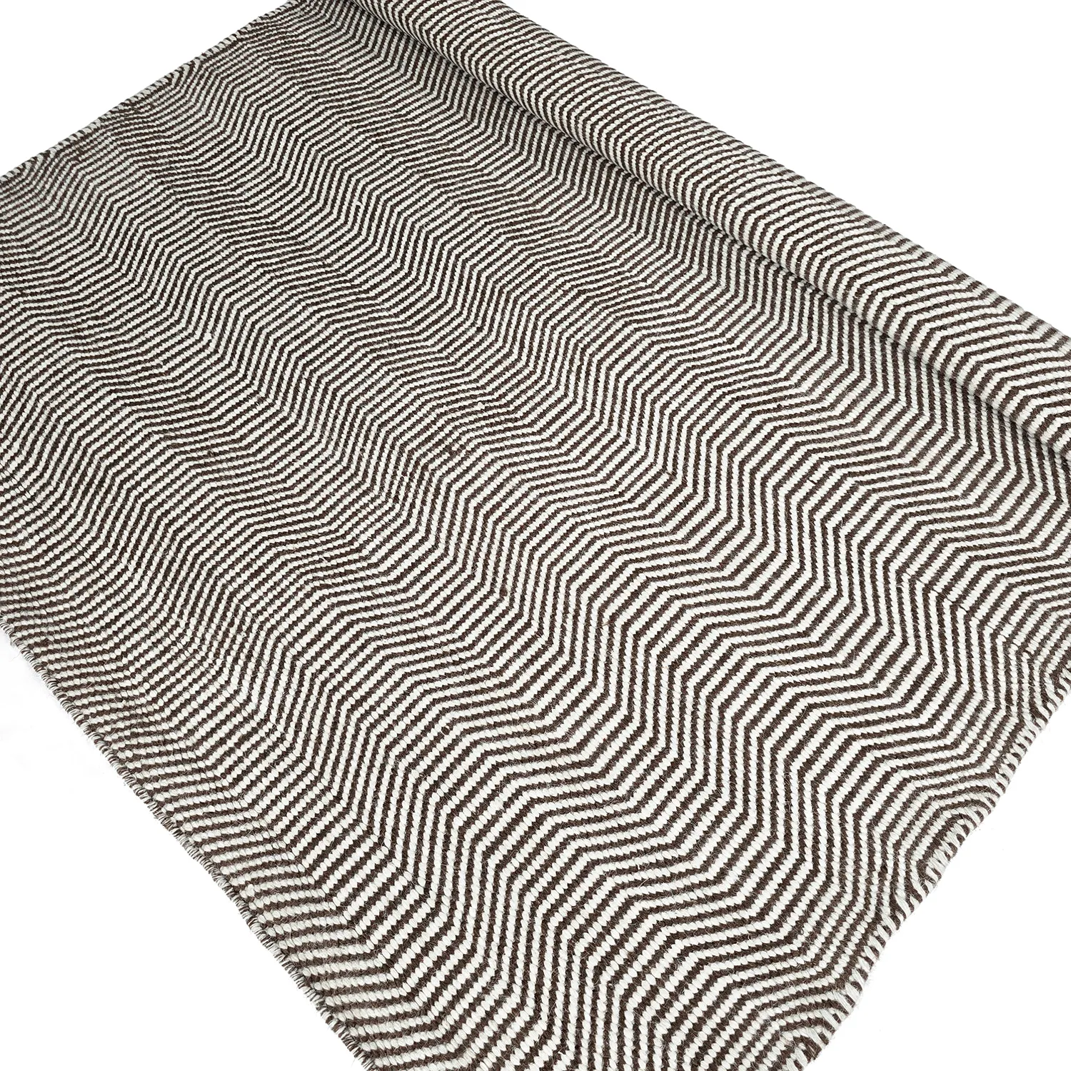 Alfombra de Lana - Larkana (marrón/blanco)