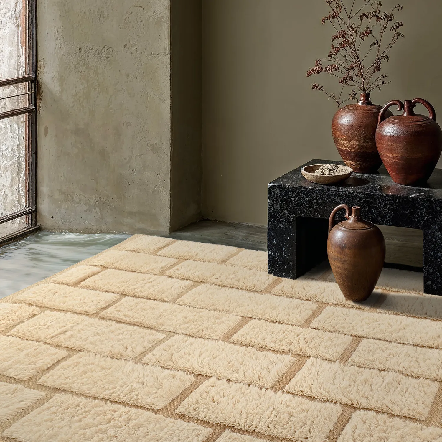 Alfombras de pelo largo - Leknes Hand Woven Wool Shaggy (crema)