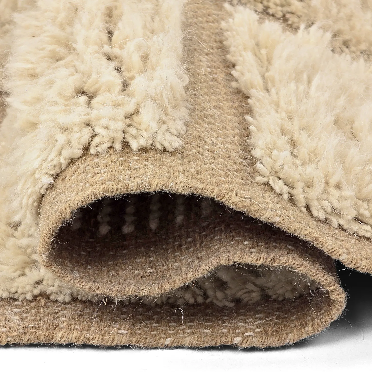 Alfombras de pelo largo - Leknes Hand Woven Wool Shaggy (crema)