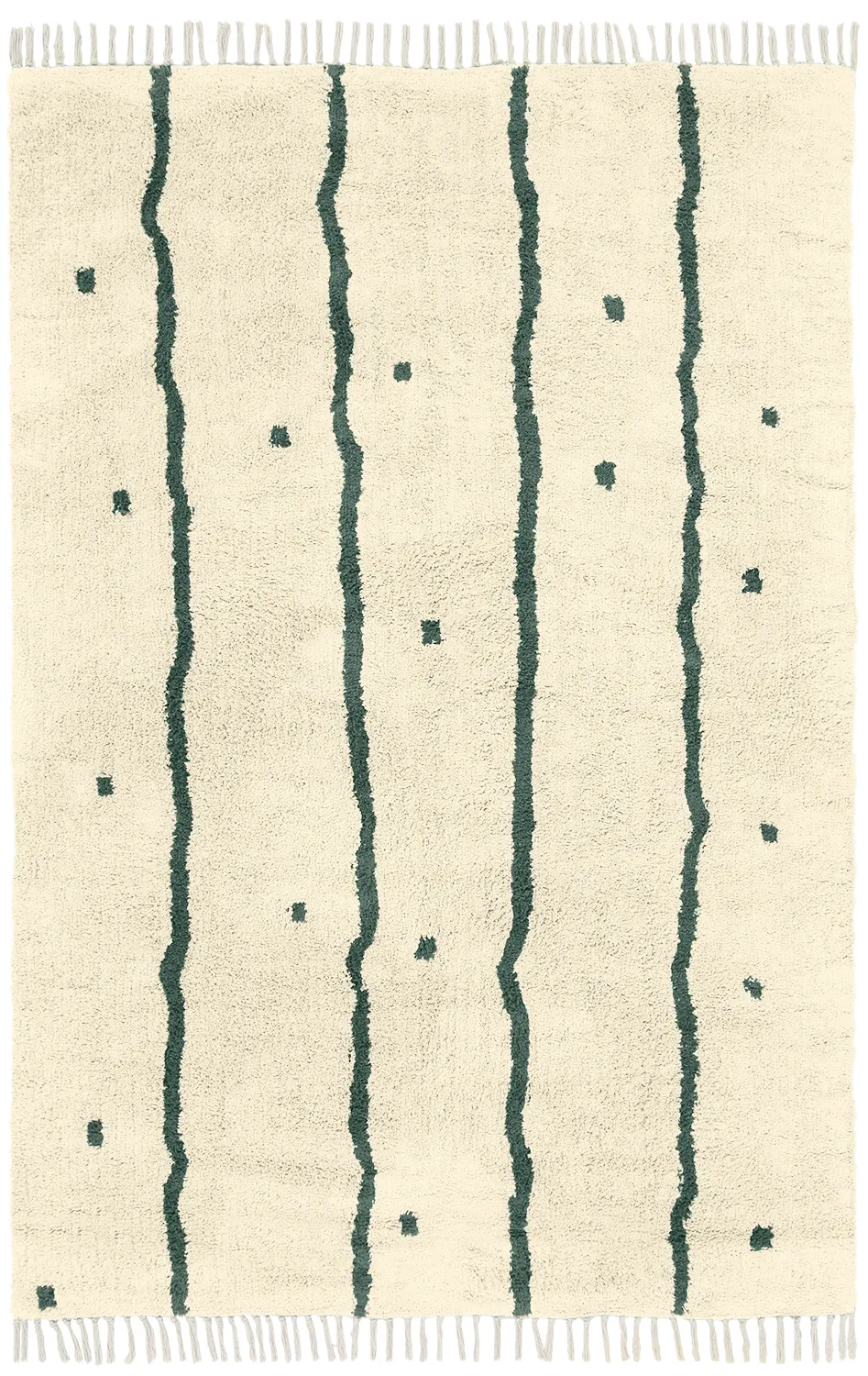 Alfombras de pelo largo - Leora Natural Cotton Shaggy (beige/verde)