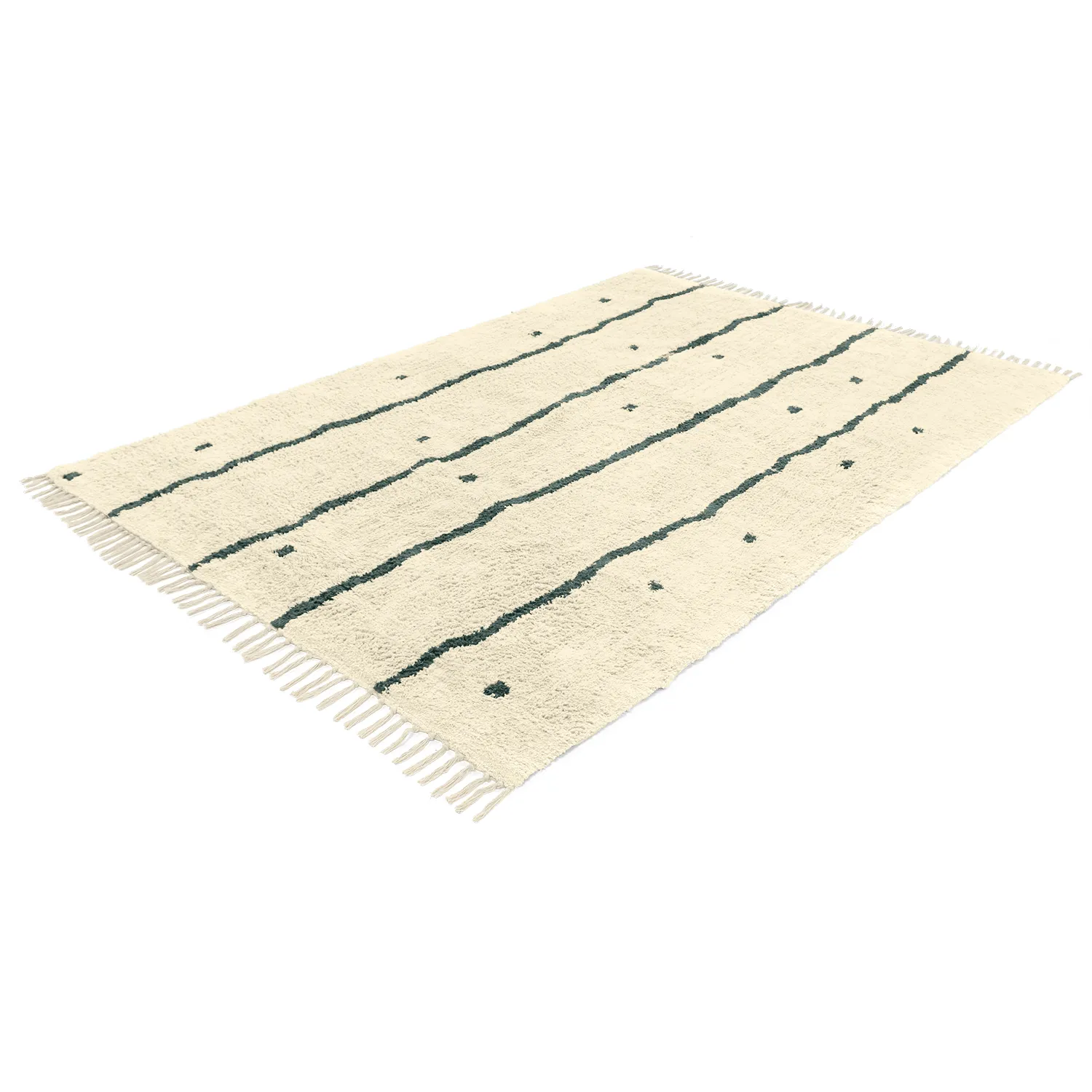 Alfombras de pelo largo - Leora Natural Cotton Shaggy (beige/verde)