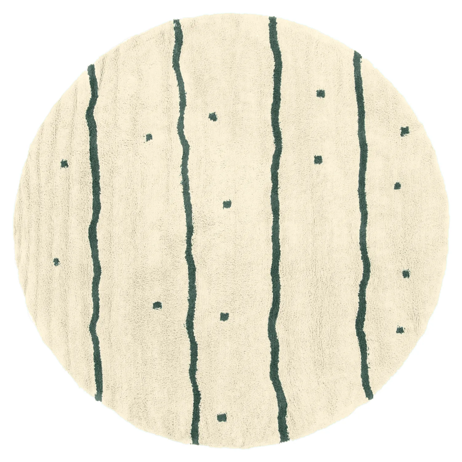 Alfombras redondeadas - Leora Natural Cotton Shaggy (beige/verde)