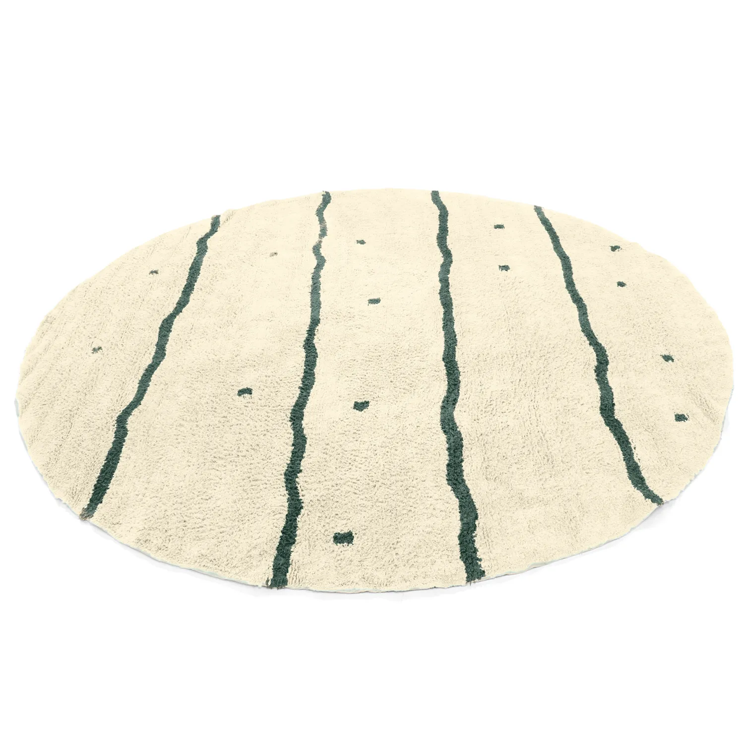 Alfombras redondeadas - Leora Natural Cotton Shaggy (beige/verde)