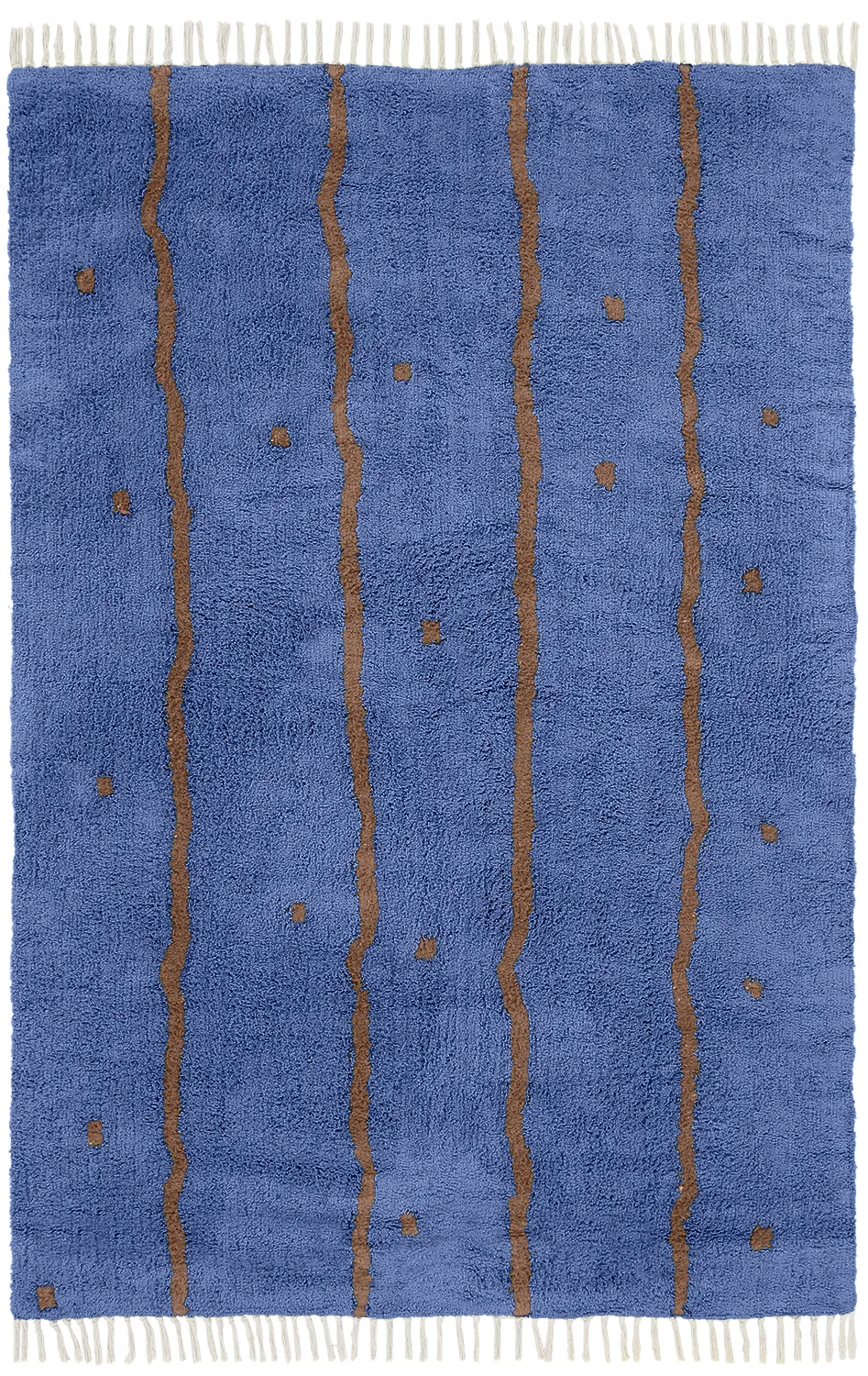 Alfombras de pelo largo - Leora Natural Cotton Shaggy (azul marrón)