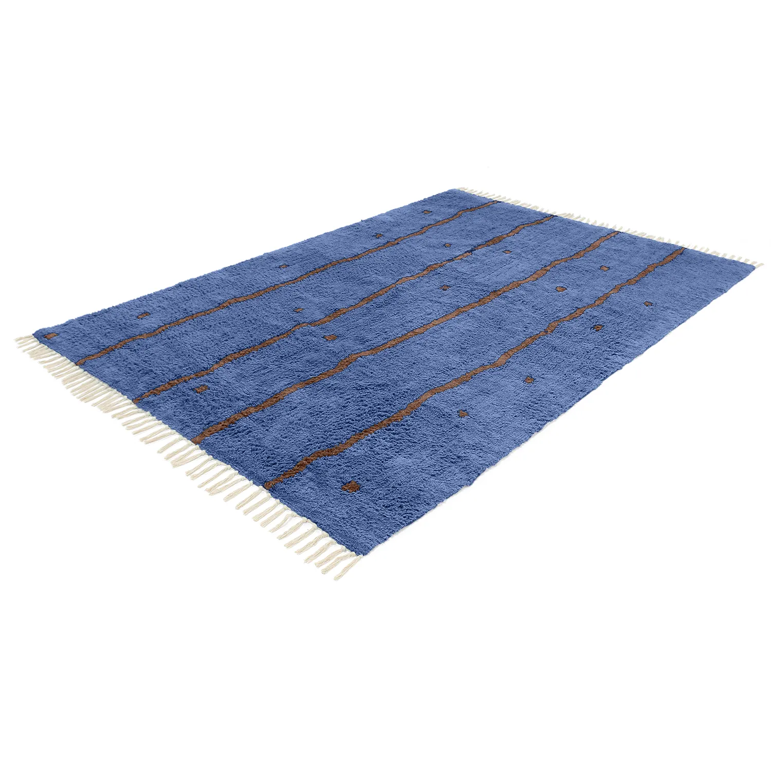 Alfombras de pelo largo - Leora Natural Cotton Shaggy (azul marrón)
