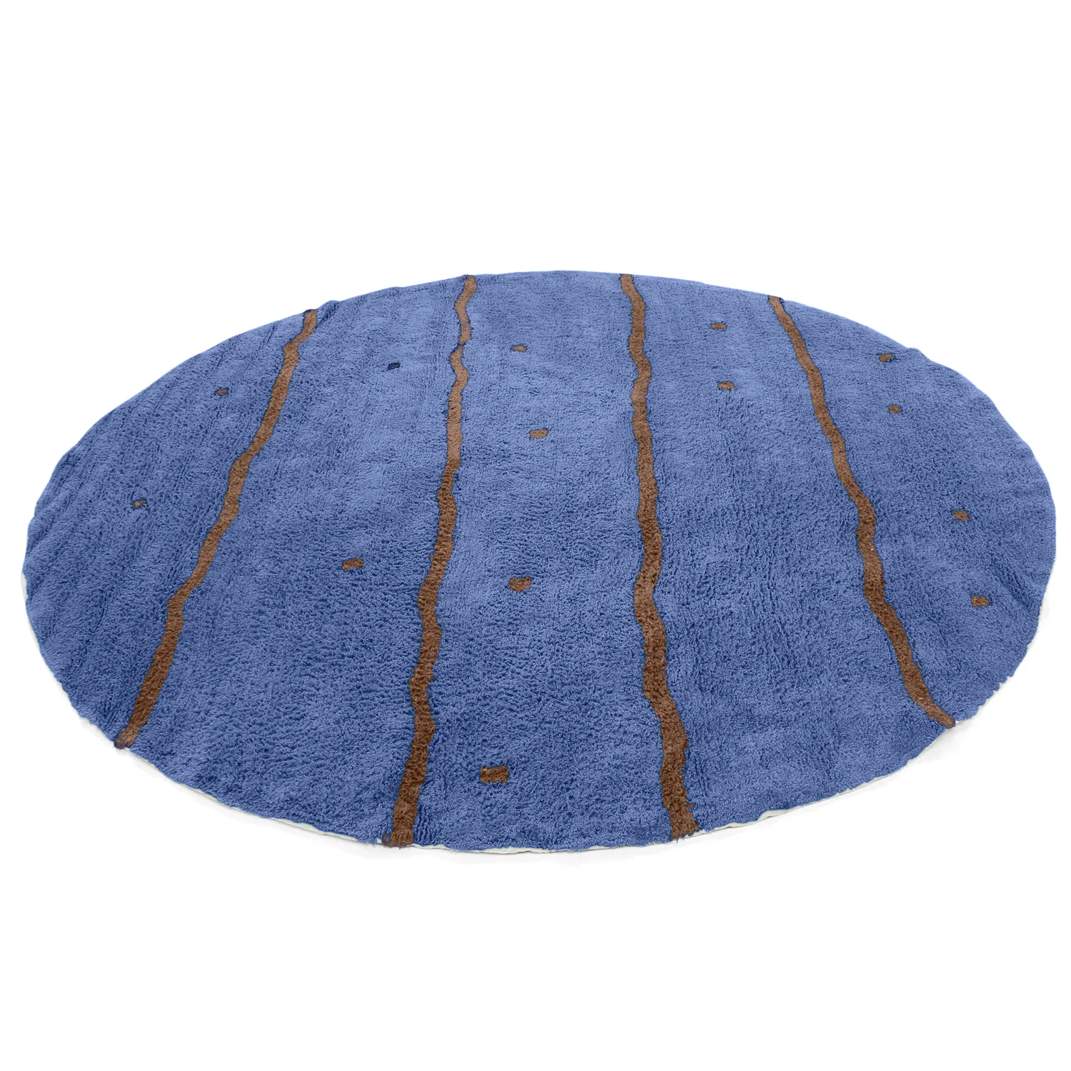 Alfombras redondeadas - Leora Natural Cotton Shaggy (azul marrón)
