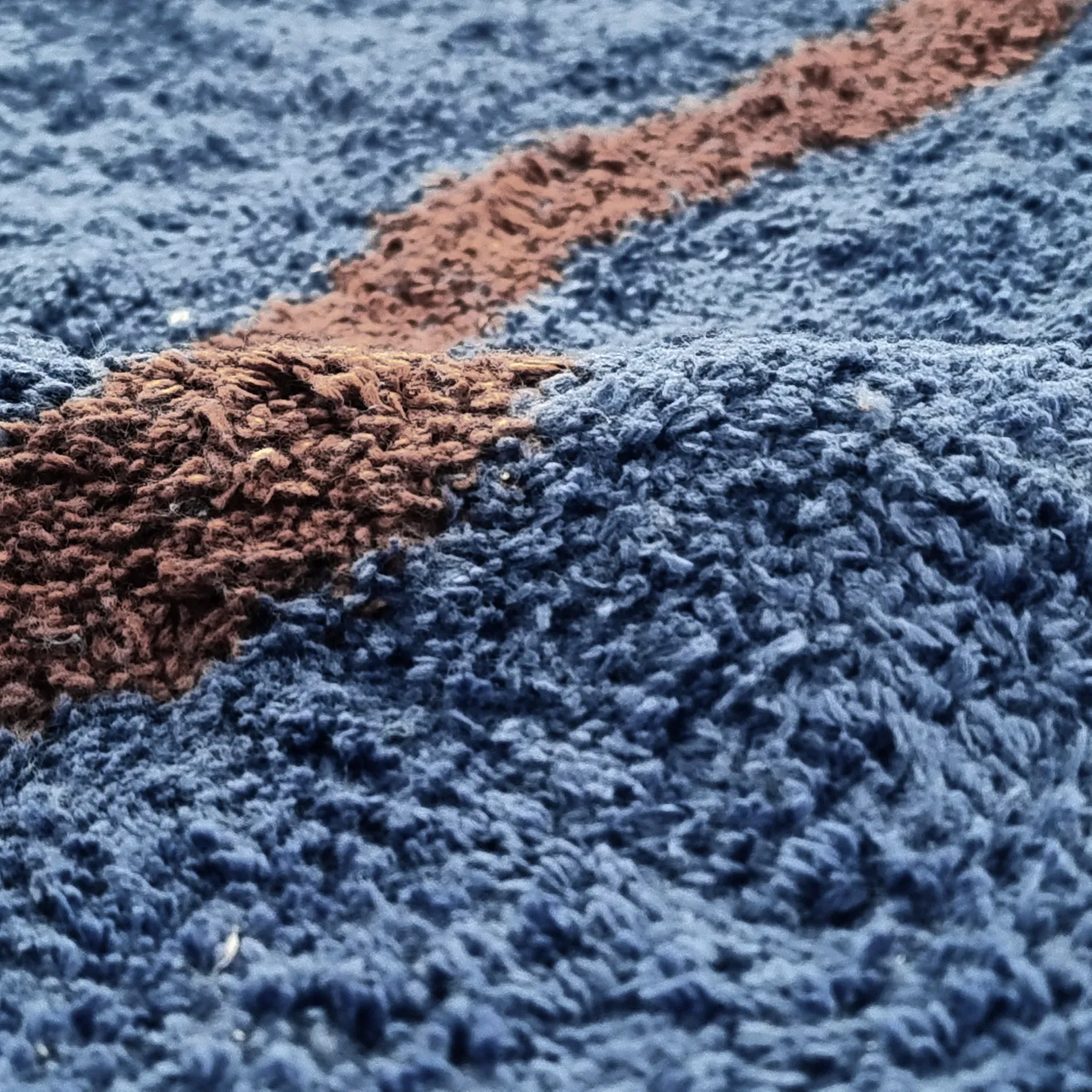 Alfombras redondeadas - Leora Natural Cotton Shaggy (azul marrón)