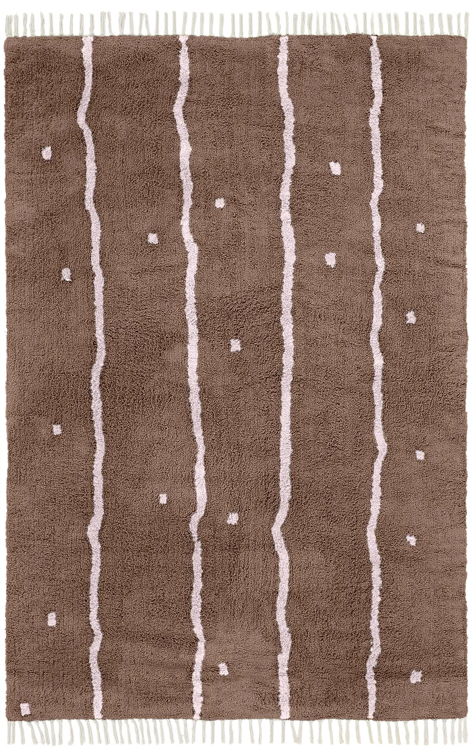 Alfombras de pelo largo - Leora Natural Cotton Shaggy (marrón/morado)