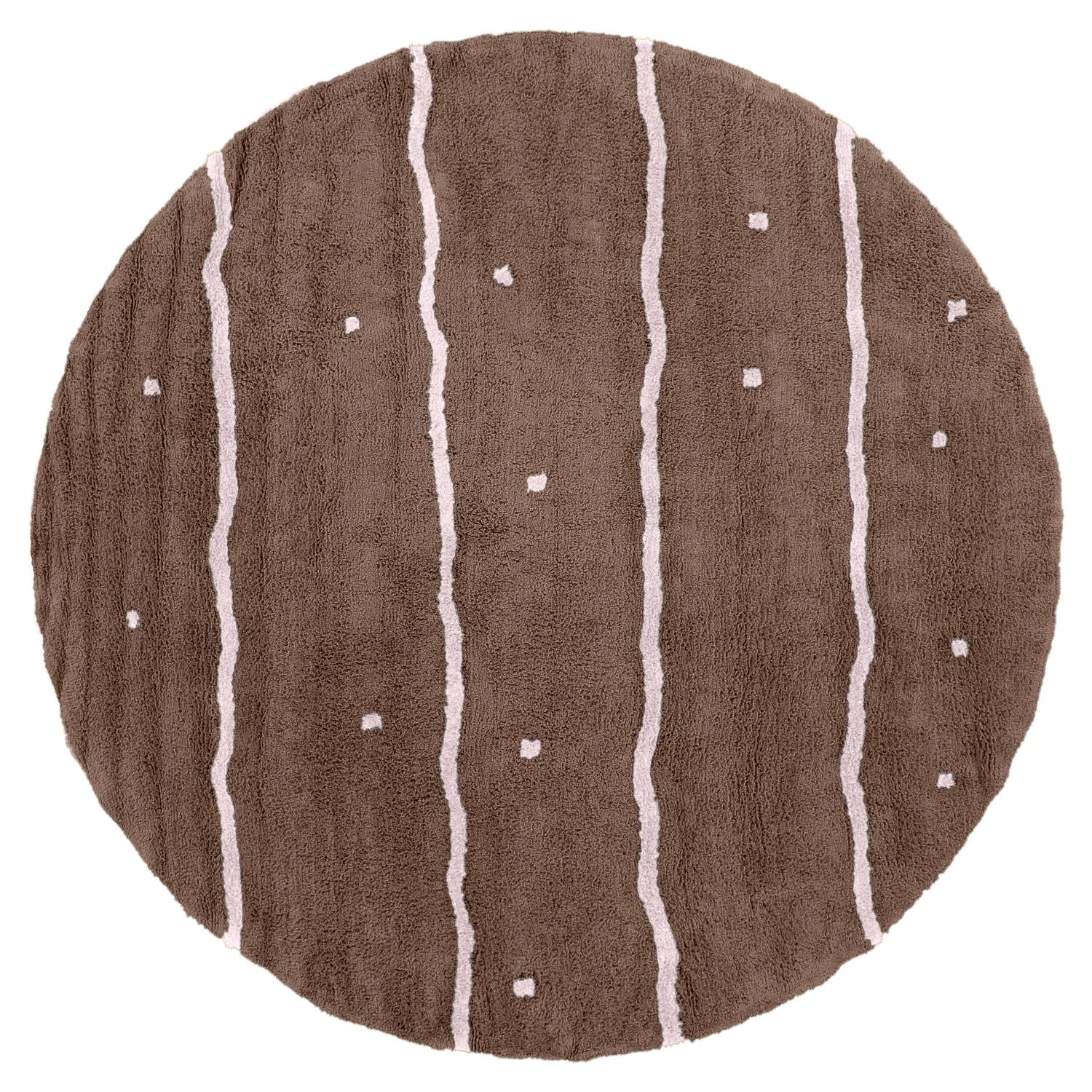 Alfombras redondeadas - Leora Natural Cotton Shaggy (marrón/morado)