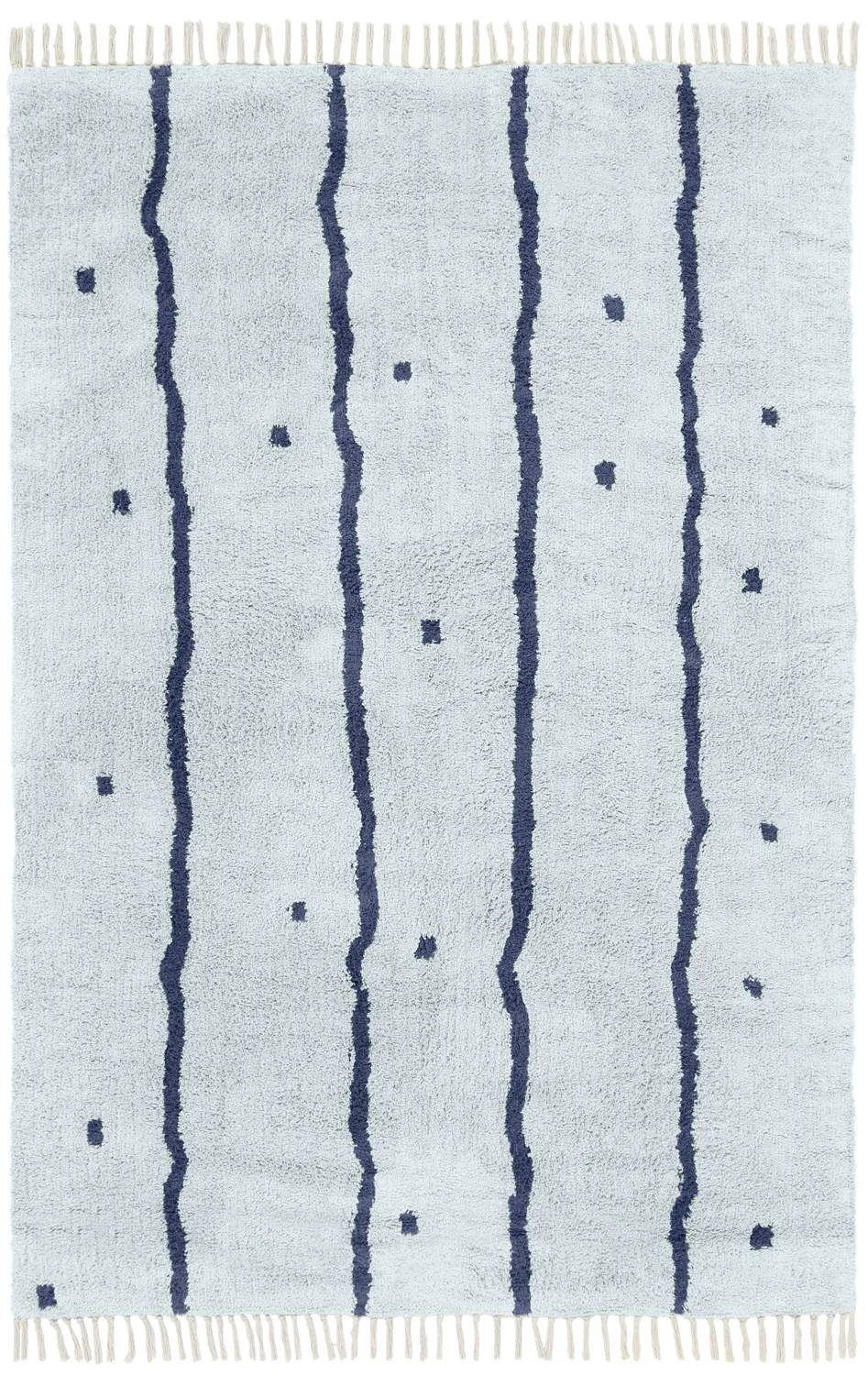 Alfombras de pelo largo - Leora Natural Cotton Shaggy (gris/azul)