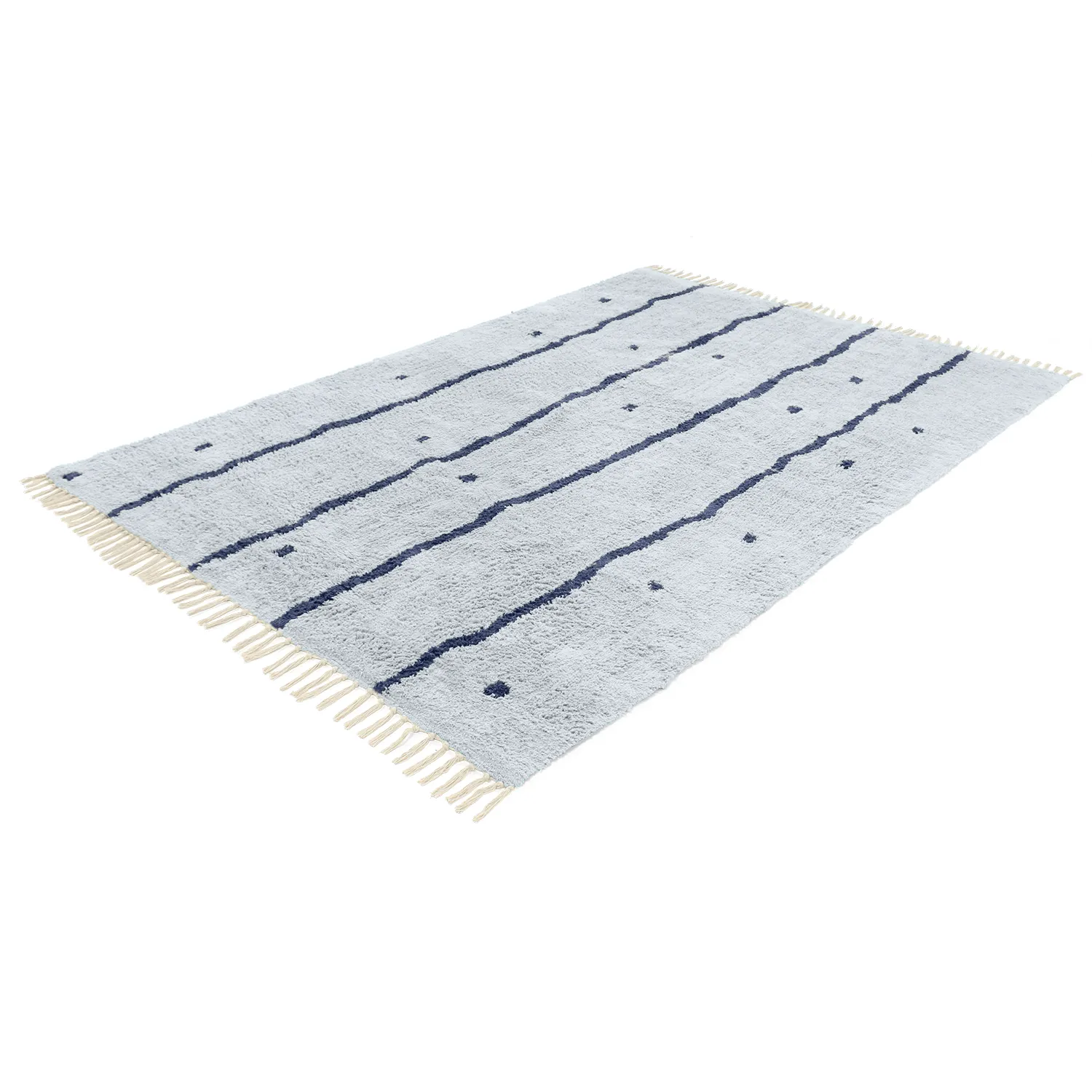 Alfombras de pelo largo - Leora Natural Cotton Shaggy (gris/azul)