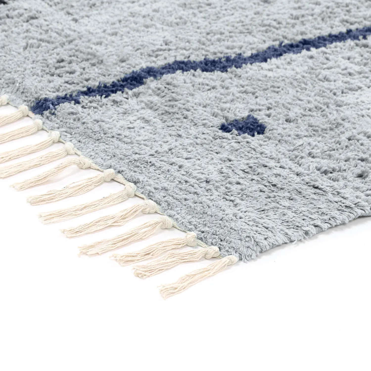 Alfombras de pelo largo - Leora Natural Cotton Shaggy (gris/azul)
