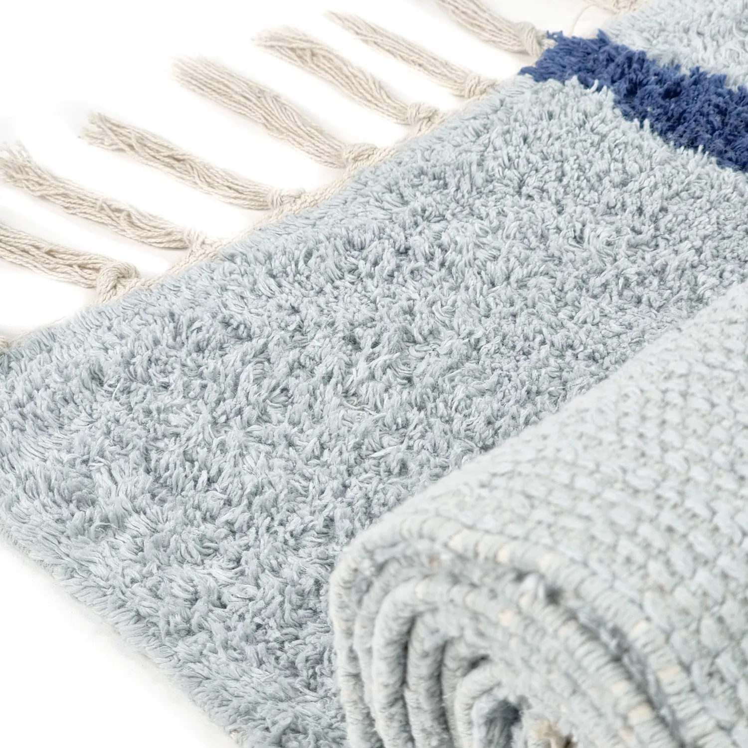 Alfombras de pelo largo - Leora Natural Cotton Shaggy (gris/azul)