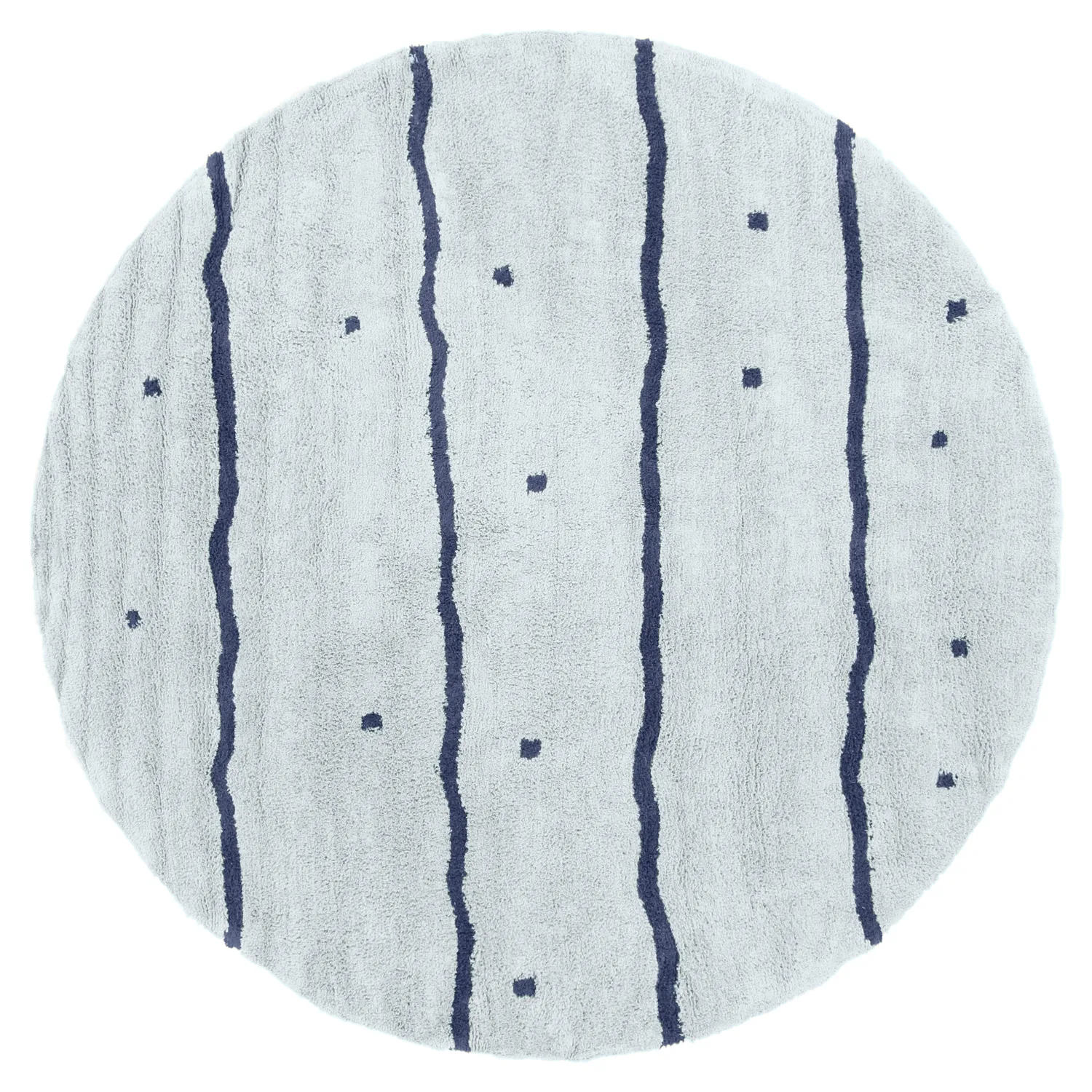 Alfombras redondeadas - Leora Natural Cotton Shaggy (gris/azul)