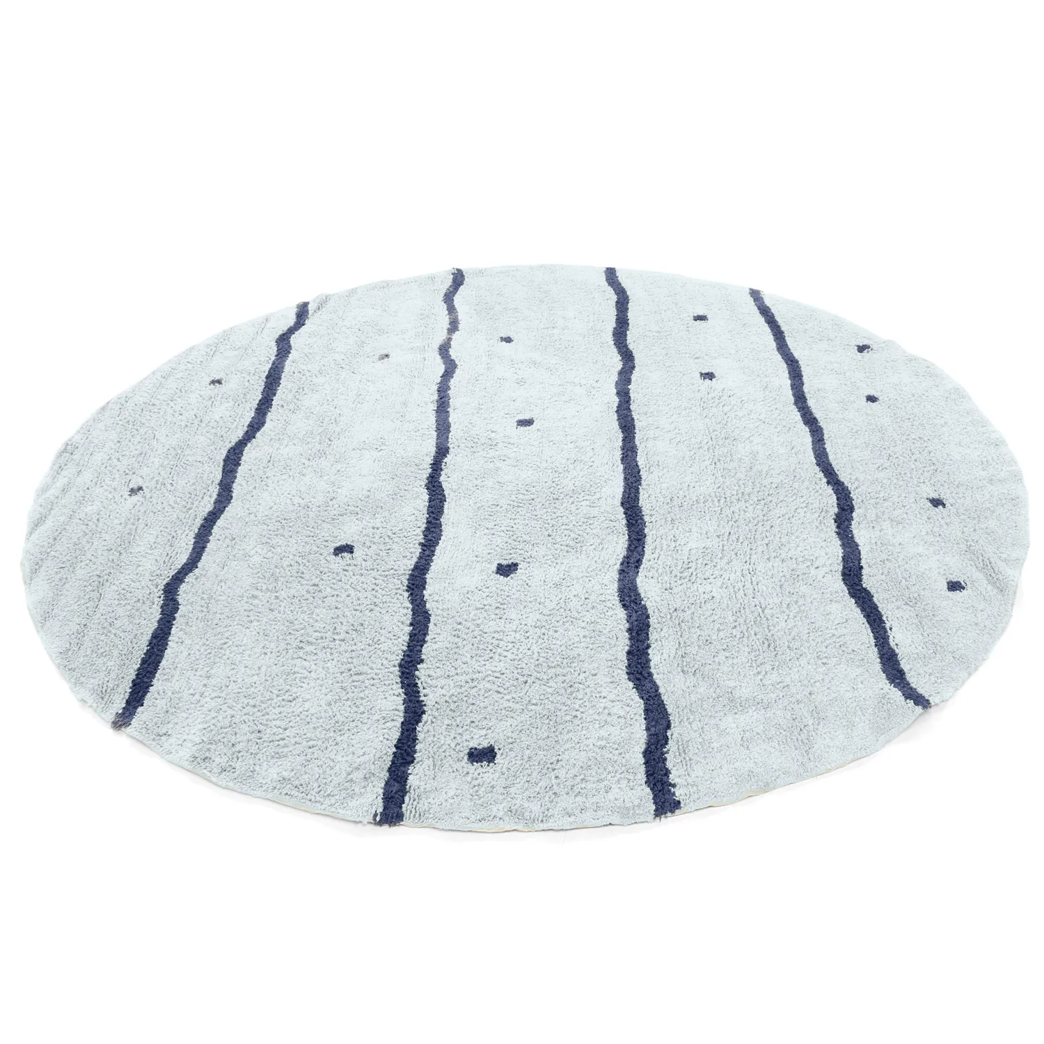 Alfombras redondeadas - Leora Natural Cotton Shaggy (gris/azul)