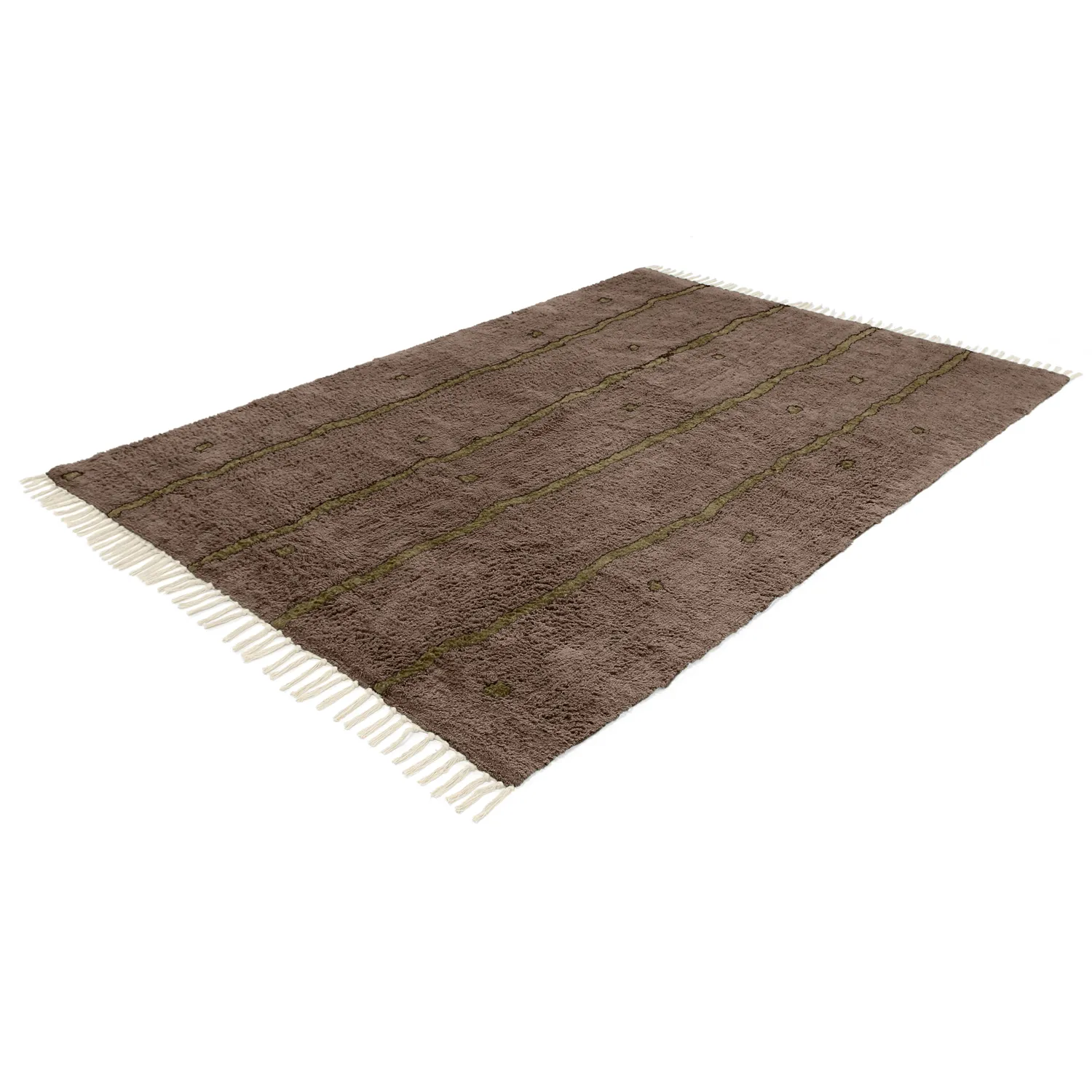 Alfombras de pelo largo - Leora Natural Cotton Shaggy (marrón/oliva)