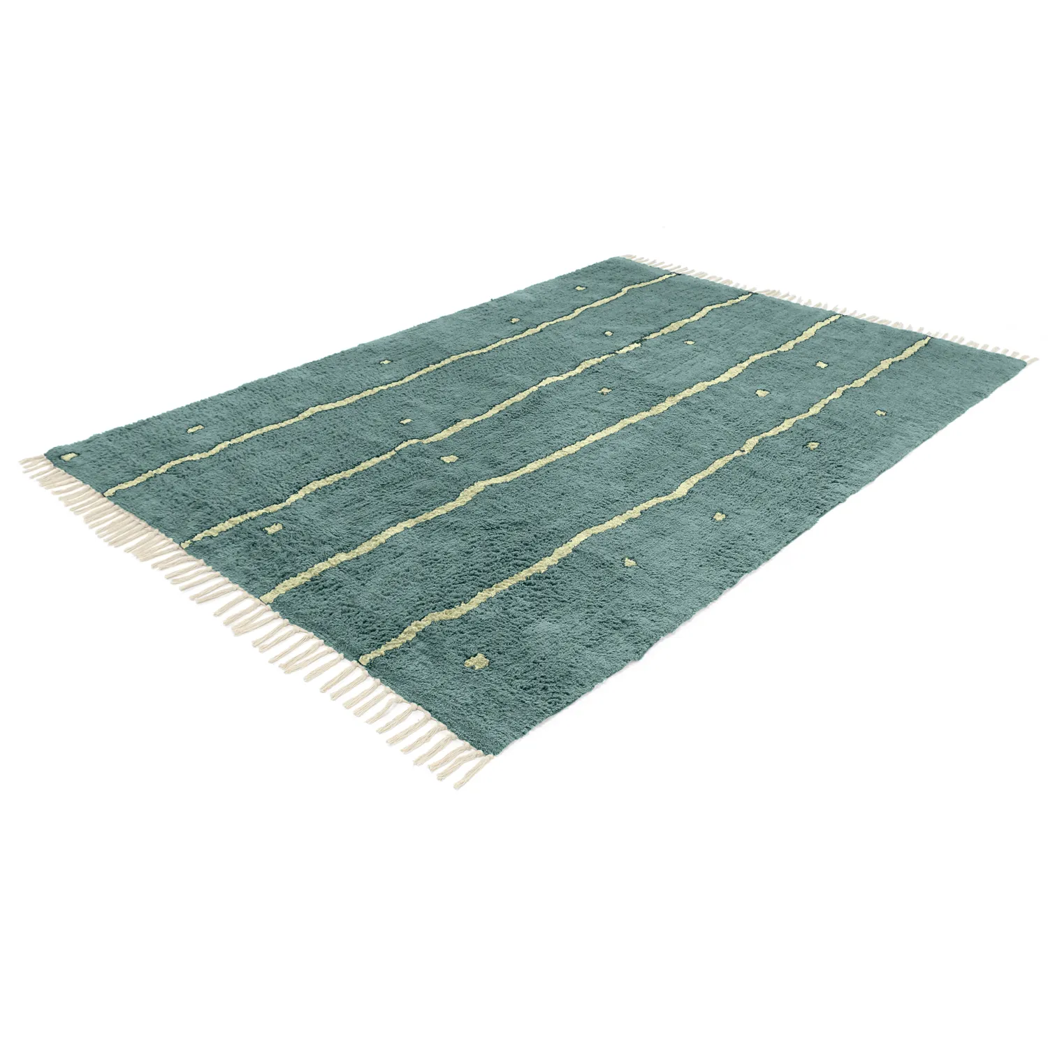 Alfombras de pelo largo - Leora Natural Cotton Shaggy (verde)